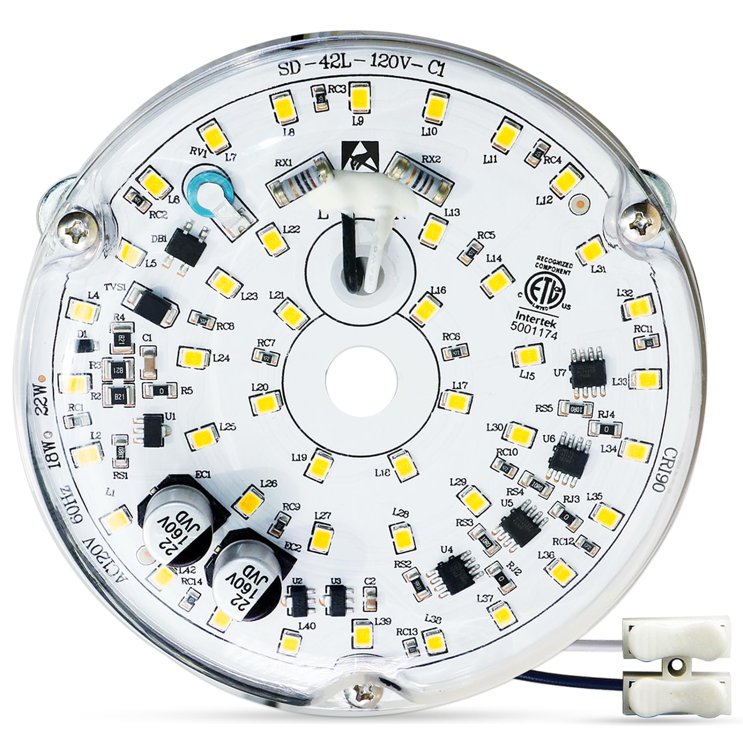 XIXIX 3.93'' Ceiling Fan LED Light Retrofit Kit 120V 18W, LED Light Kit for Ceiling Fan,Ceiling Light LED Replacement Panel PCB,