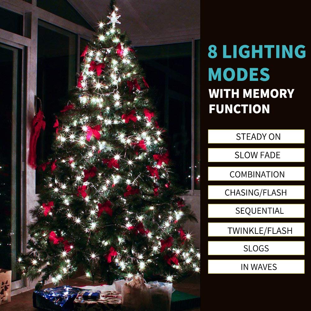 Outylts Christmas String Lights End-To-End Plug 8 Modes 108Ft 300 Led Ip55 Outdoor Waterproof Ul Certificated Indoor Fairy Lights Garden Wedding Christma Trees Parties Decoration White Light
