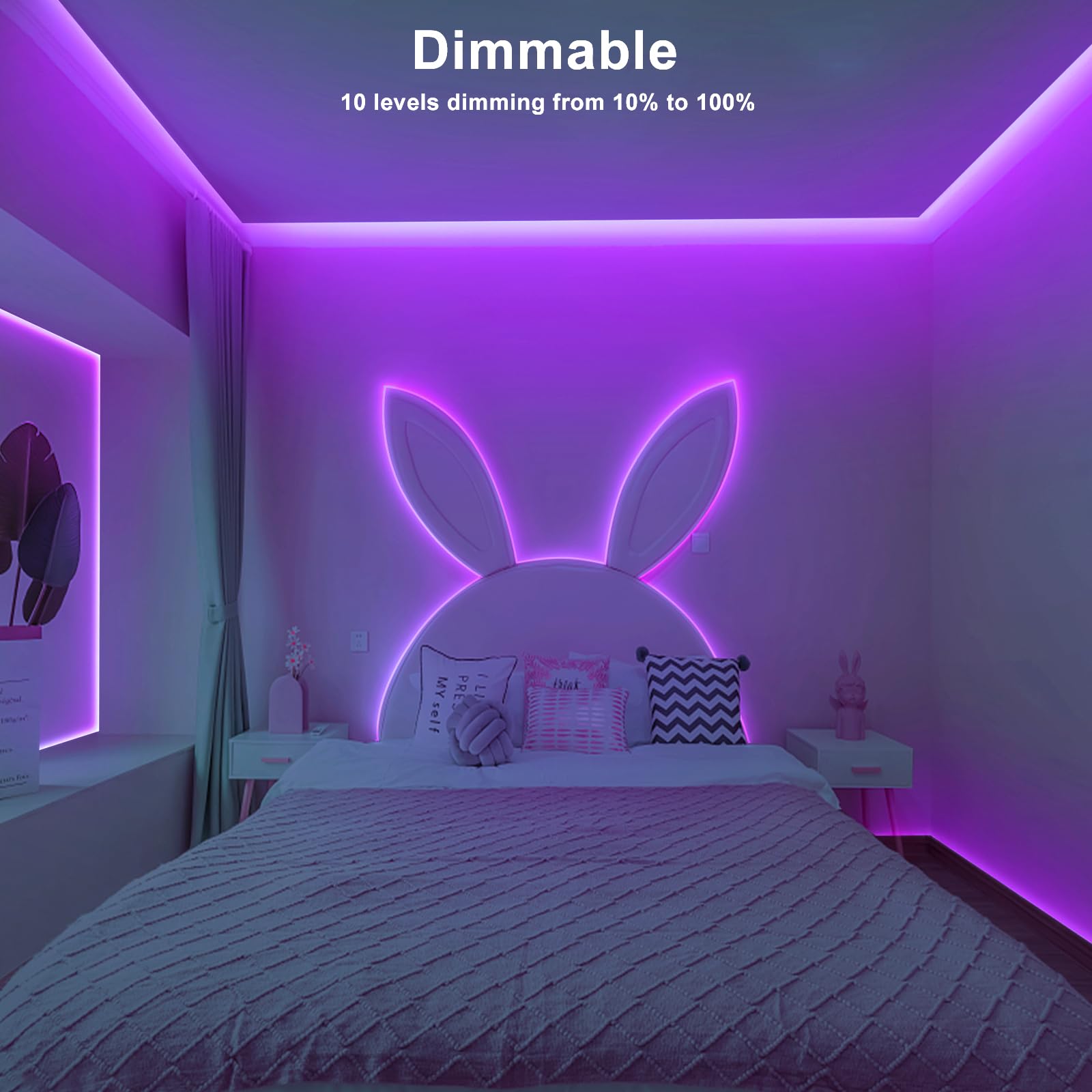 Tatazone 16.4Ft Purple Cob Led Strip Lights With Remote, Dimmable Bright Dotless Adhesive Indoor Led Cob Light Strip For Cabinet