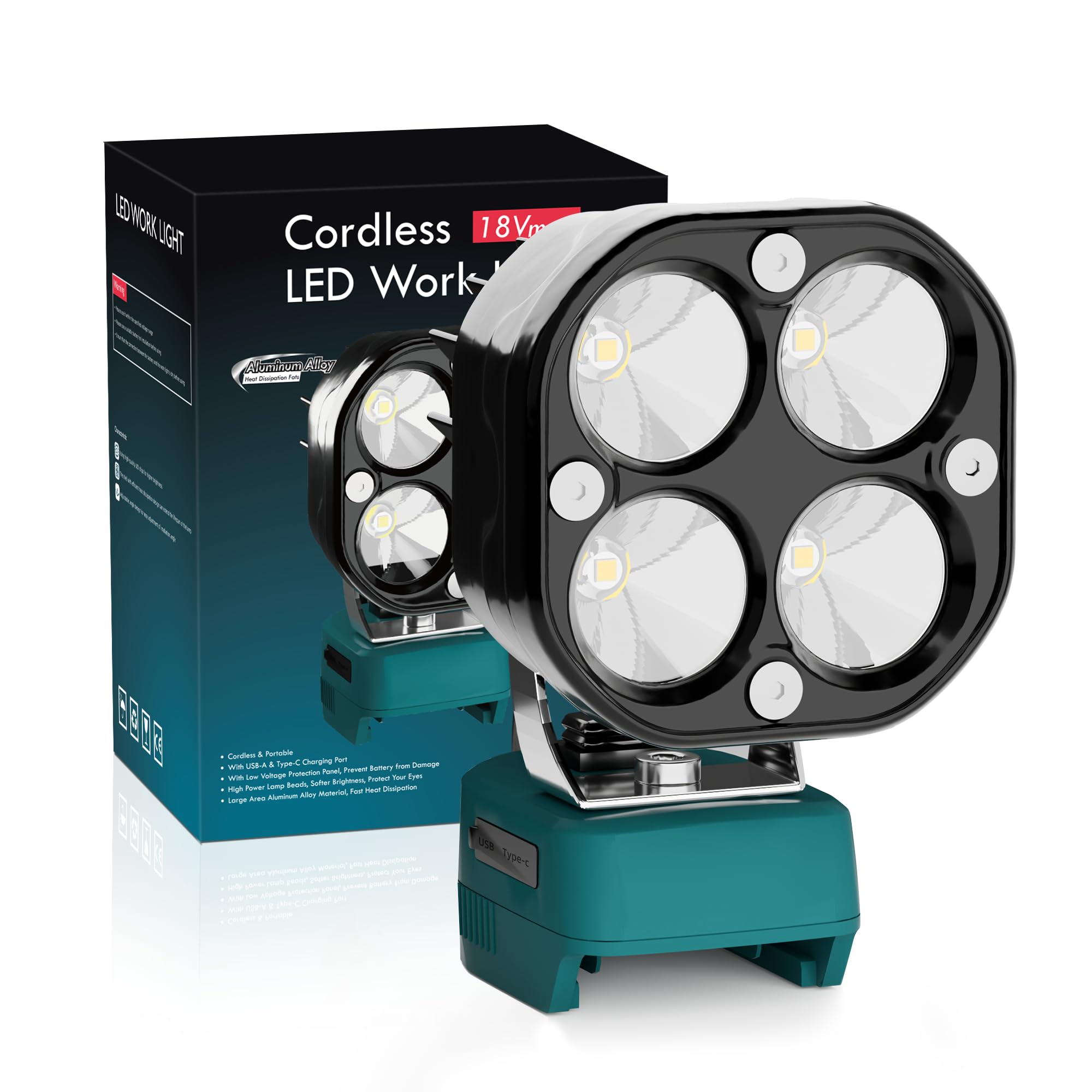 BUKATTADV Spotlight Compatible with Makita 18V Lithium Battery, LED Work Light, 900LM