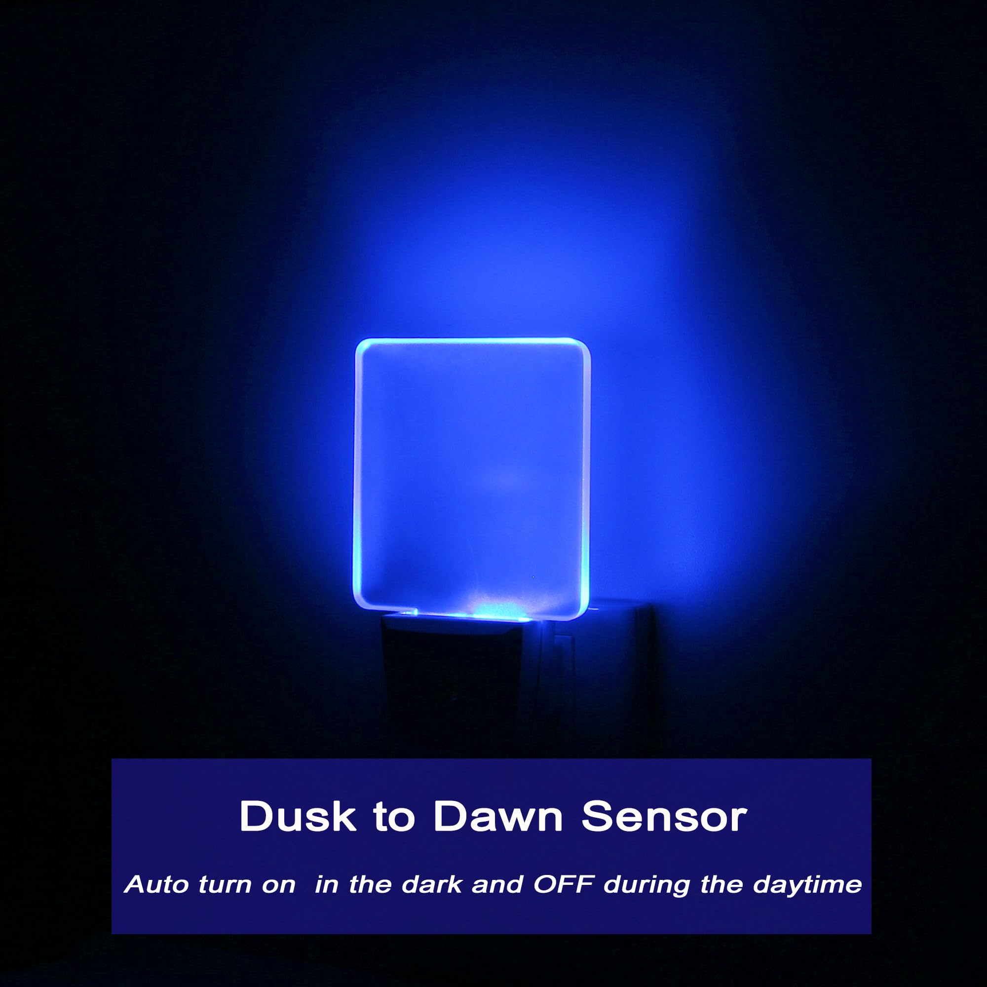 2 Pack 0.5W Plug in LED Night Light with Dusk to Dawn Sensor Blue