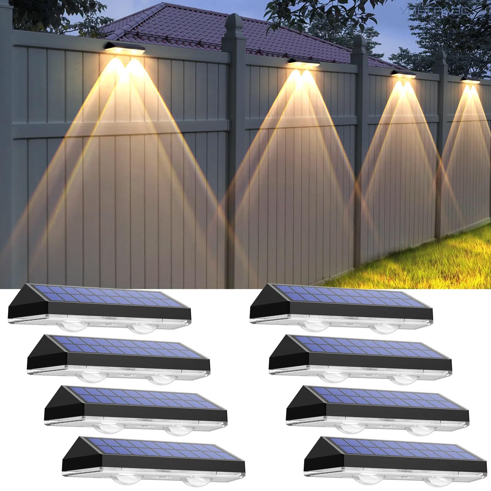 Solar Fence Lights Outdoor - 2700/4000/6000K 3 Mode, IP65 Waterproof Fence Solar Lights Outdoor, Fence Light Solar Powered for O
