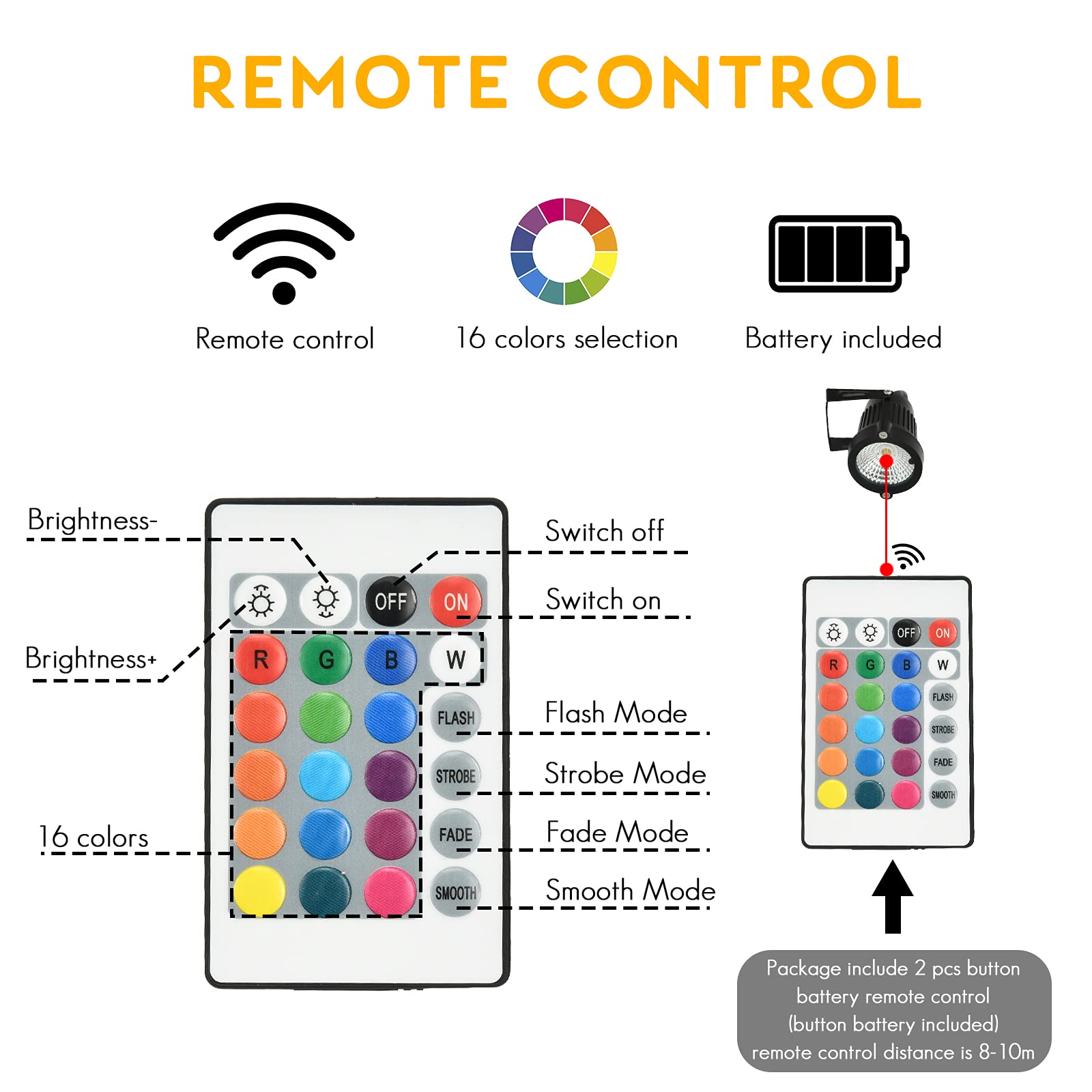 Achenge Low Voltage Rgb Landscape Spotlights - 6W Waterproof Led Garden Lights With Remote Control