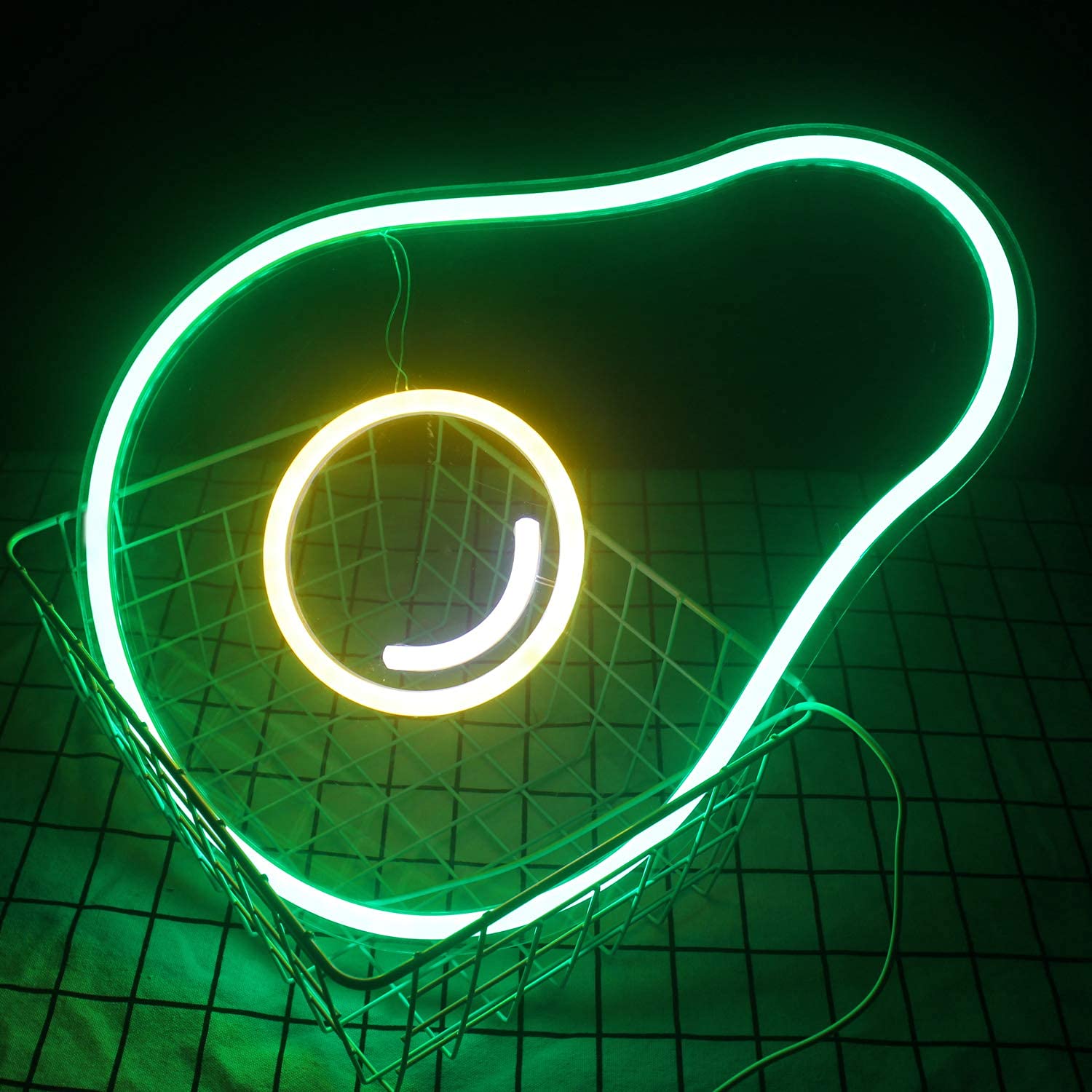 LUCUNSTAR LED Neon Sign - Avocado Light Up Wall Decor - Green Glass - USB Powered - Cute for Kids Room, Bedroom, Store, Parties