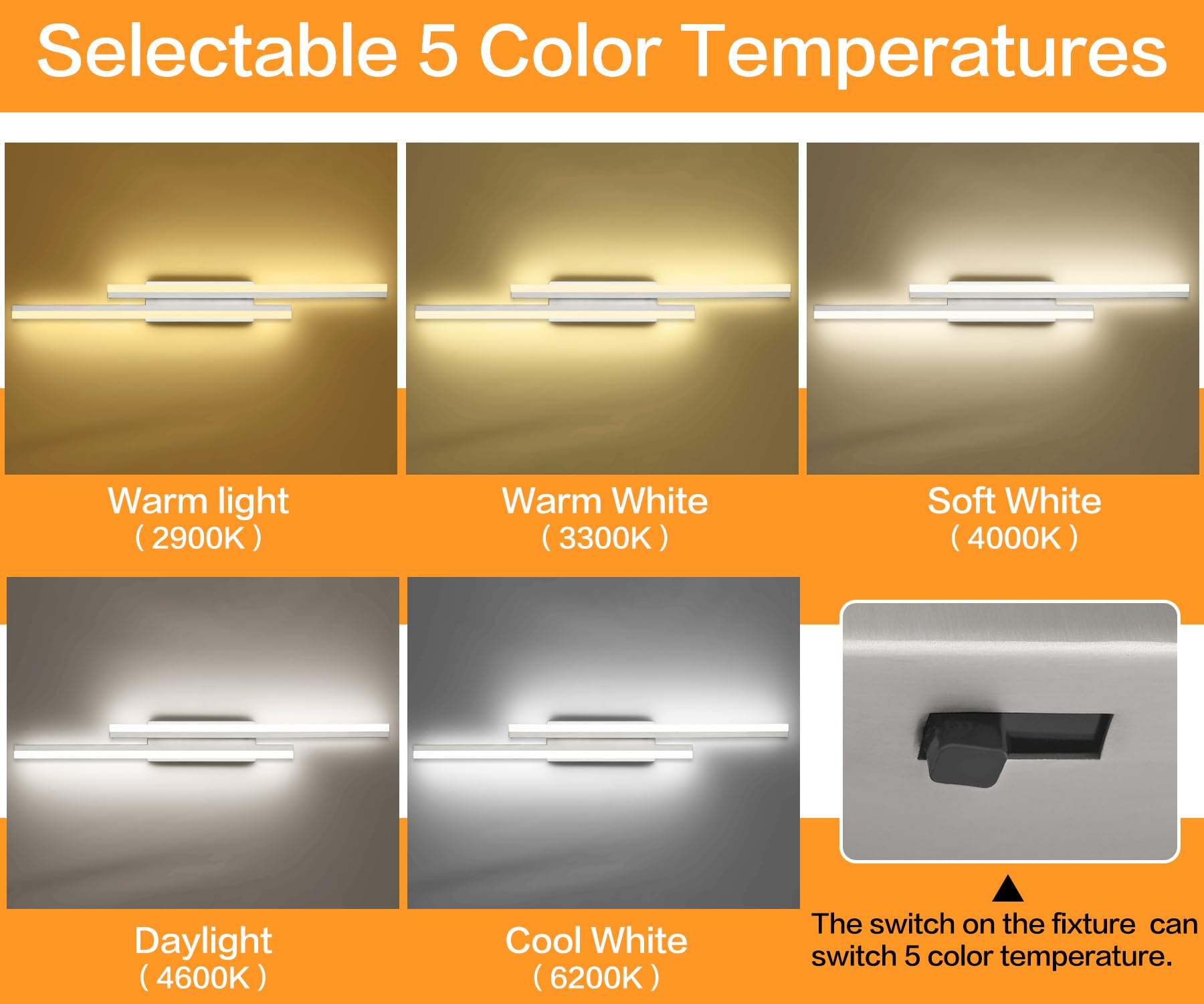 PRESDE 40-inch Bathroom Vanity Light Fixture, Dimmable LED, 5 Color Temperatures, Modern Brushed Nickel, Aluminum Over Mirror Lighting
