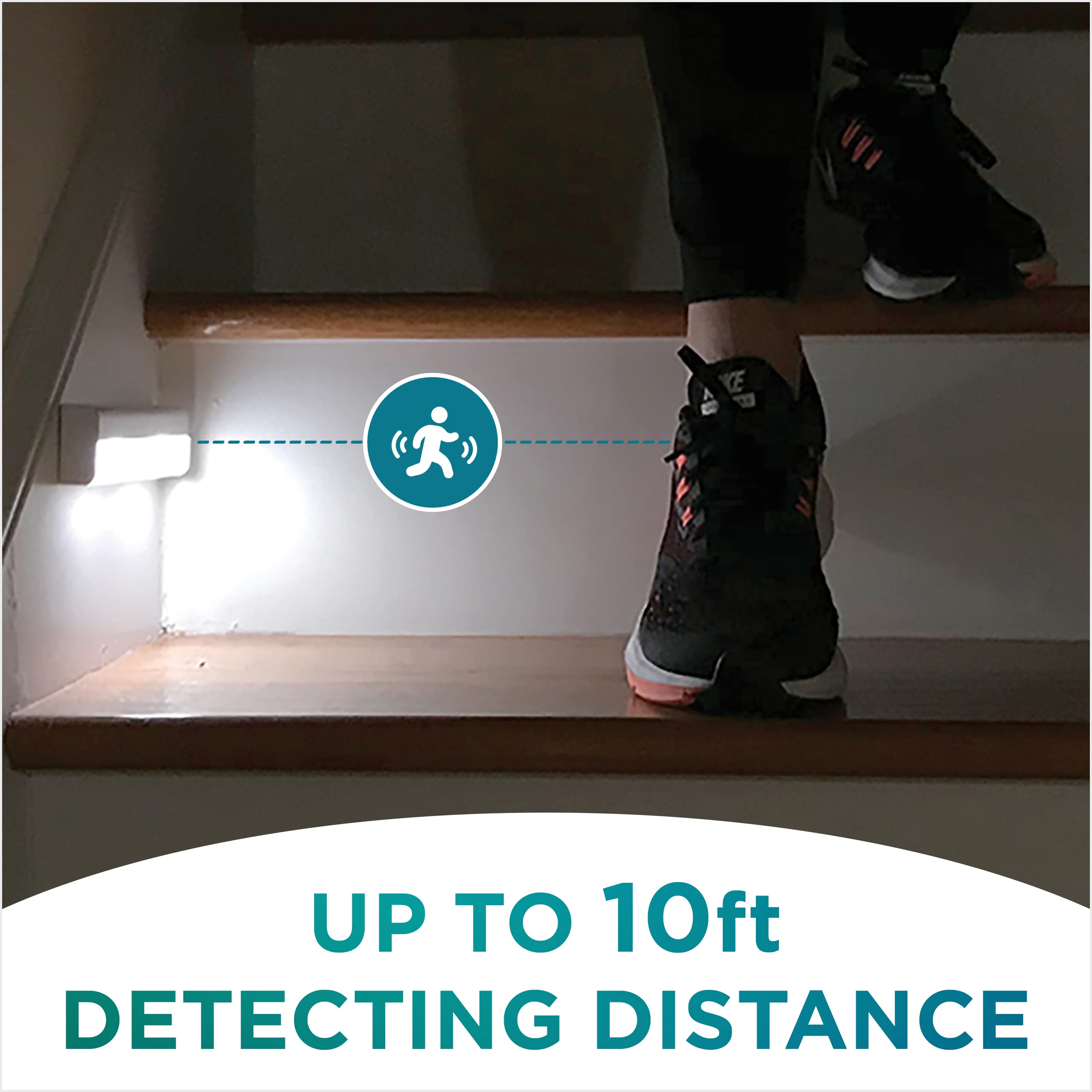 Brilliant Evolution Wireless LED Stair Lights - Motion Sensor, Battery-Operated, 6 Pack, White, Model f132689a-0ad2-42fb-8a74-4bc