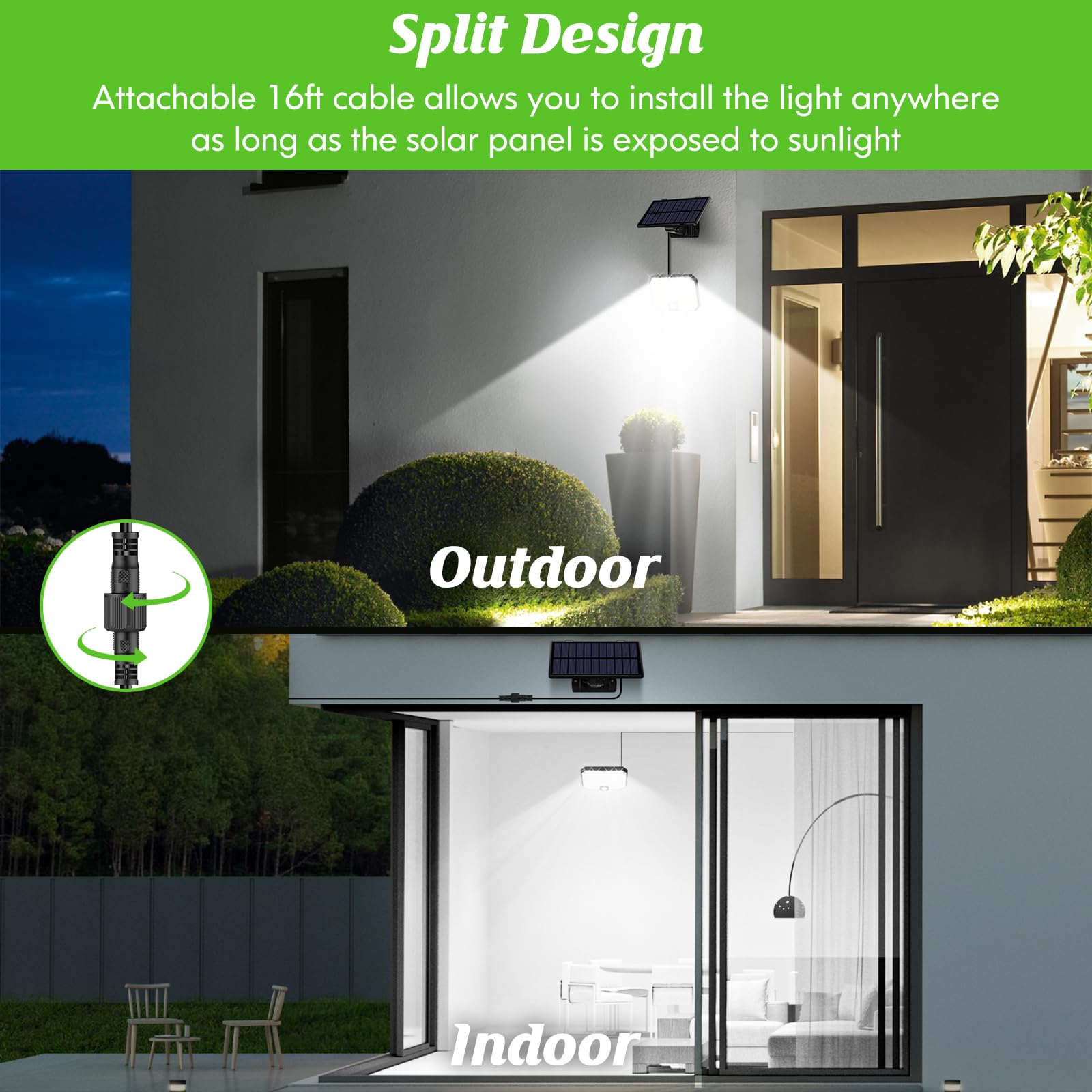 Solar Outdoor Lights, Motion Sensor Dusk To Dawn Wall Lights Waterproof, Led Outside Solar Powered Security Flood Light Fixtures