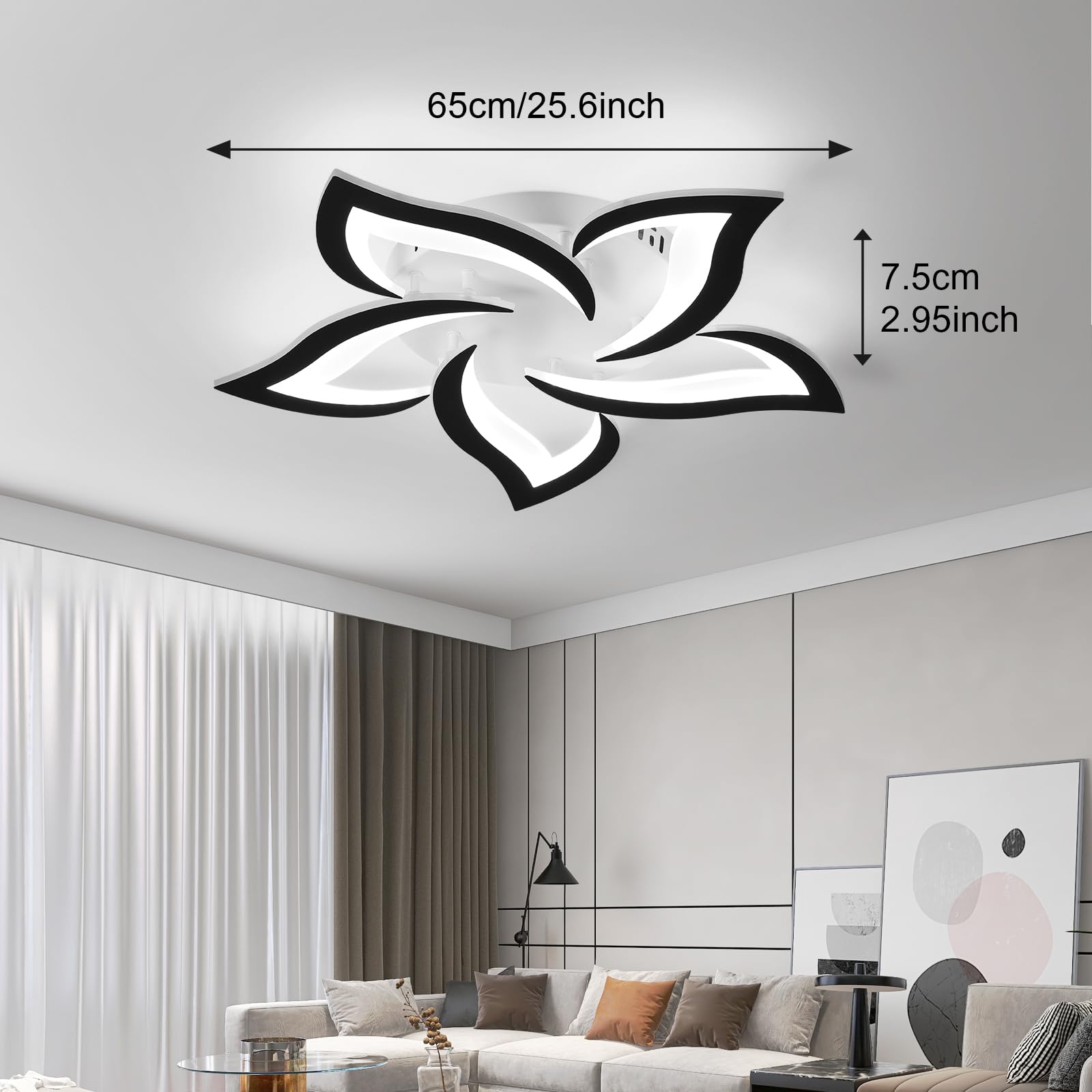 Jaymp 25.6'' Flower Shaped Ceiling Light Dimmable Modern Ceiling Lamp Remote Control Led Lighting Fixture For Bedroom Dining Roo