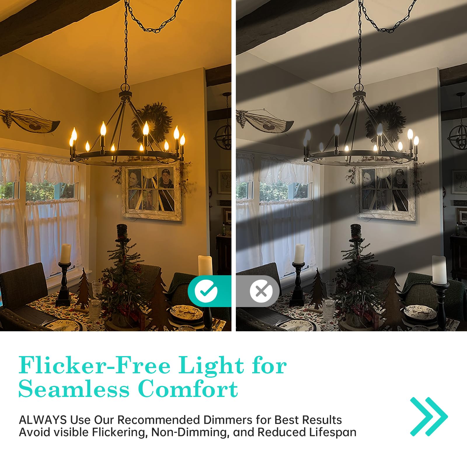 Amdtu E12 Led Candelabra Bulb 25 Watt Equivalent Dimmable Frosted Candle Light Bulb Warm White 2700K Small Base Ca10 Chandelier Lightbulb Long Lasting Dining Room And Bedrooms For Cozy Settings