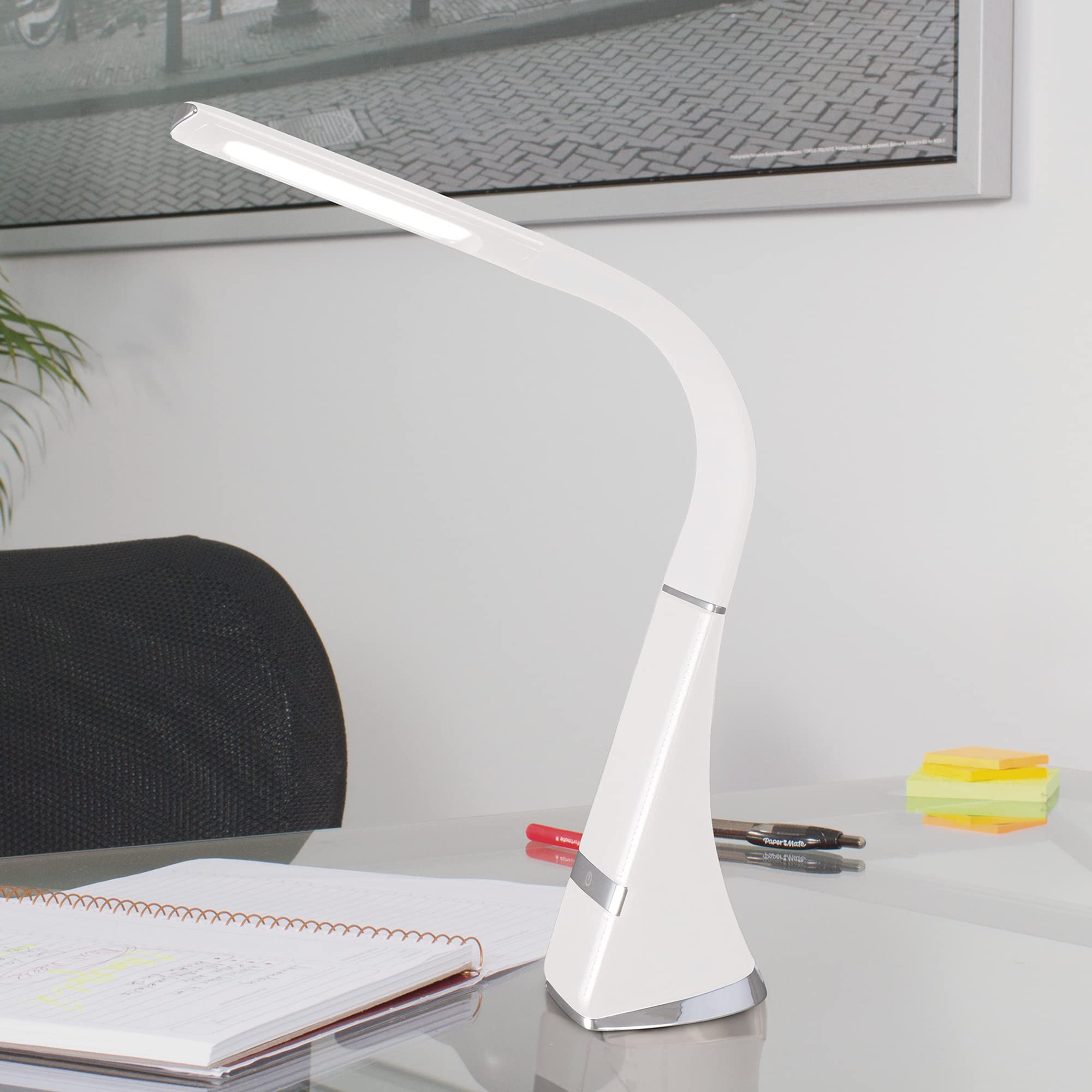 OttLite Recharge LED Desk Lamp - Dimmable, Flexible Gooseneck, Small, White, Model CS59089SHPR