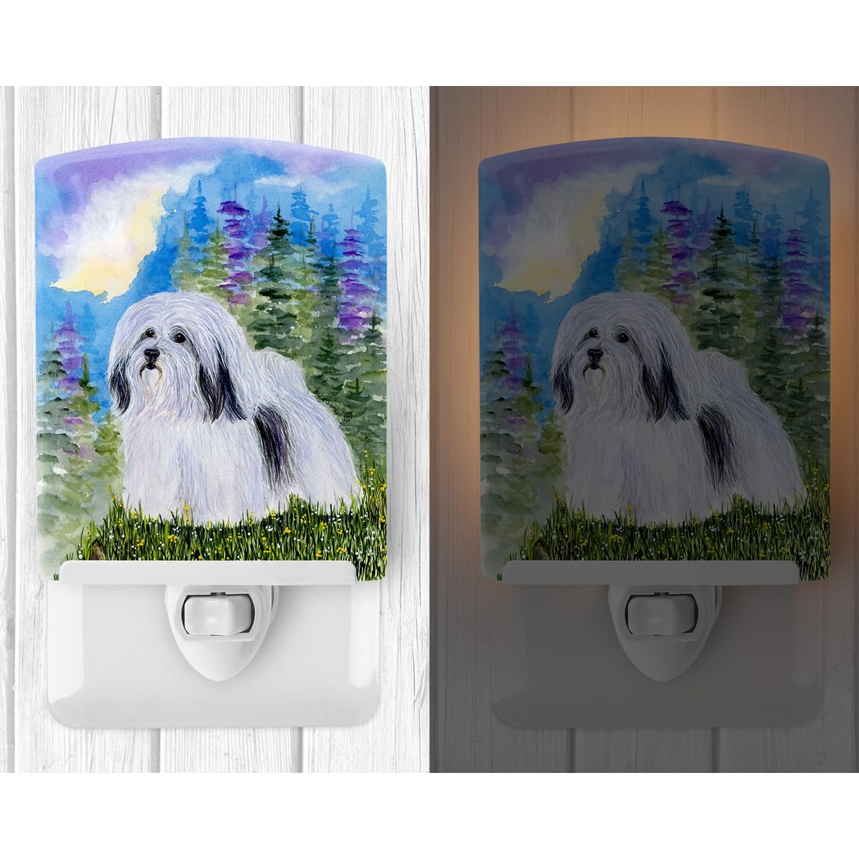 Carolines Treasures Havanese Ceramic Night Light, UL-Certified, 6x4x3in, Multicolor, Model SS1034CNL