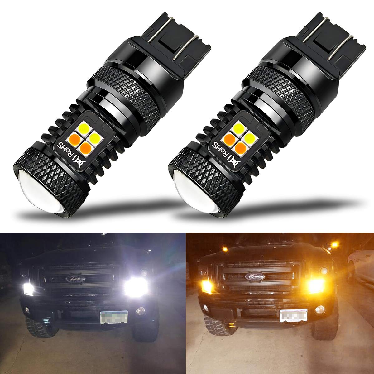 iBrightstar Extremely Bright 3030 Chipsets 7443 7444NA Switchback LED Bulbs with Projector Replacement for Daytime Running Light