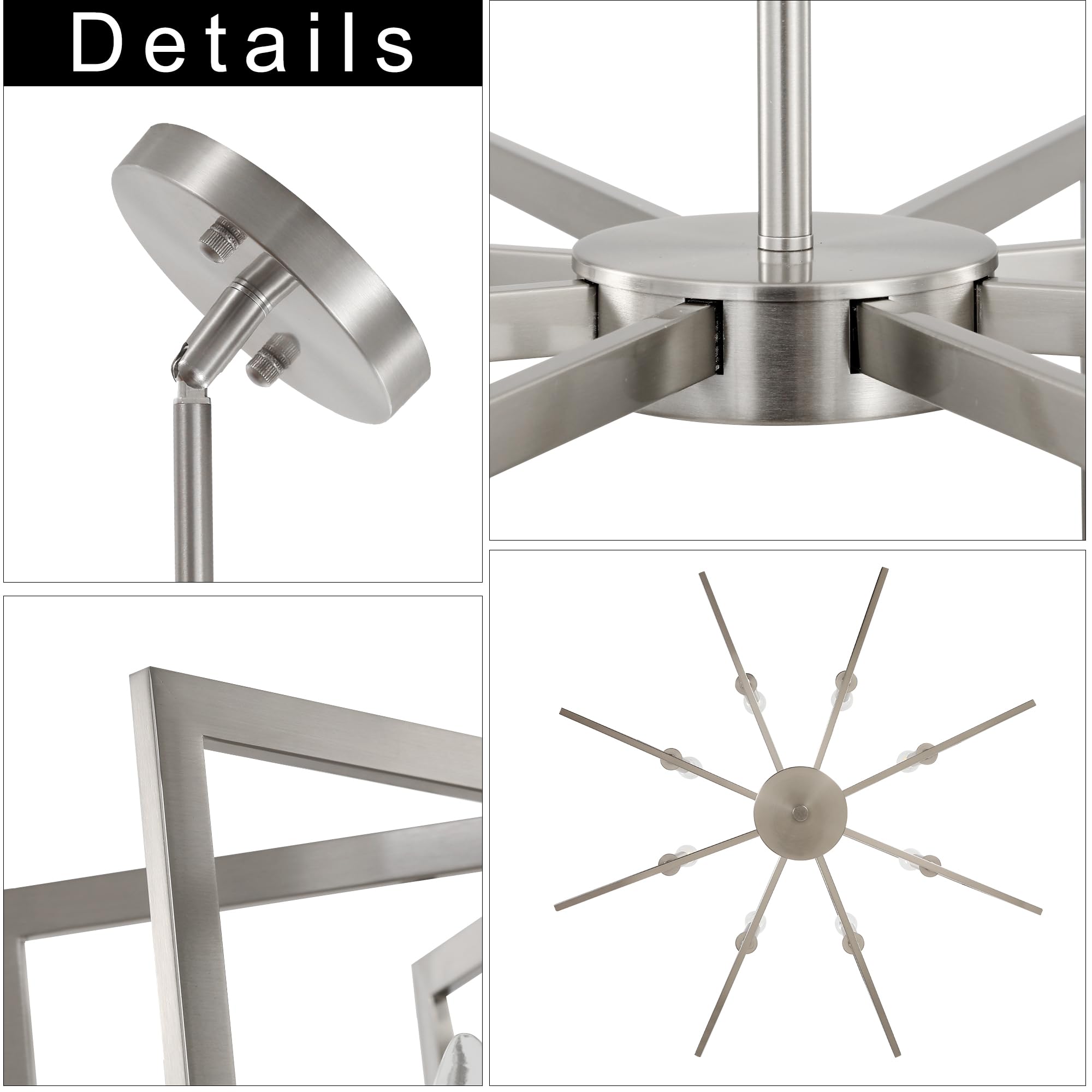 8-Light Large Brushed Nickel Chandeliers For Dining Room