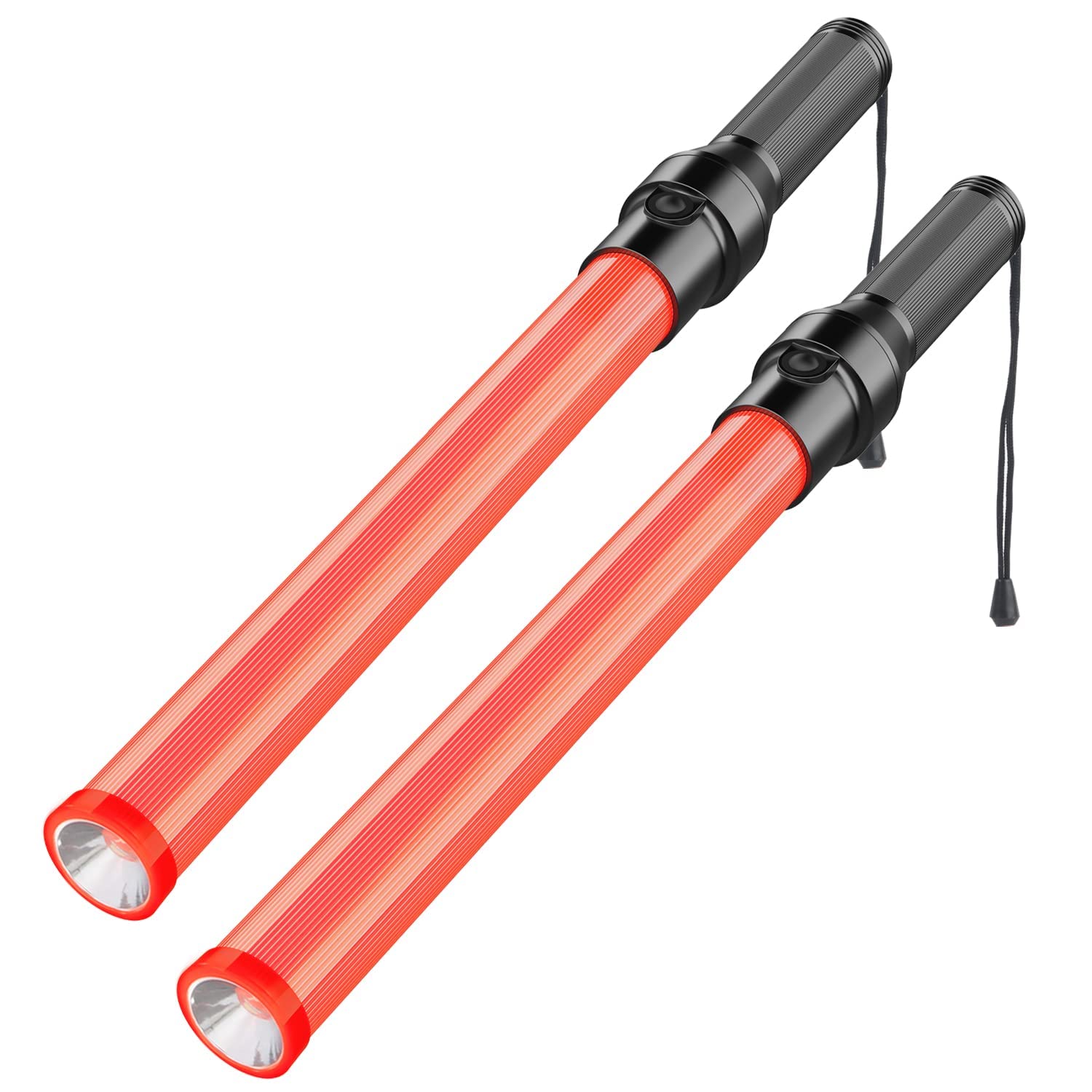 RoadHero 2 Pack Traffic Wand, 21 Inch Led Traffic Control Baton, Night Safety Light Wands with 3 Flashing Modes, Air Marshaling 