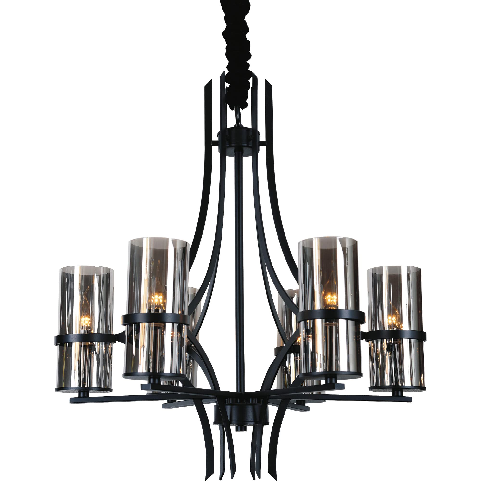 Cwi Lighting Vanna 6-Light Black Metal Chandelier - Contemporary Design, Clear Accents