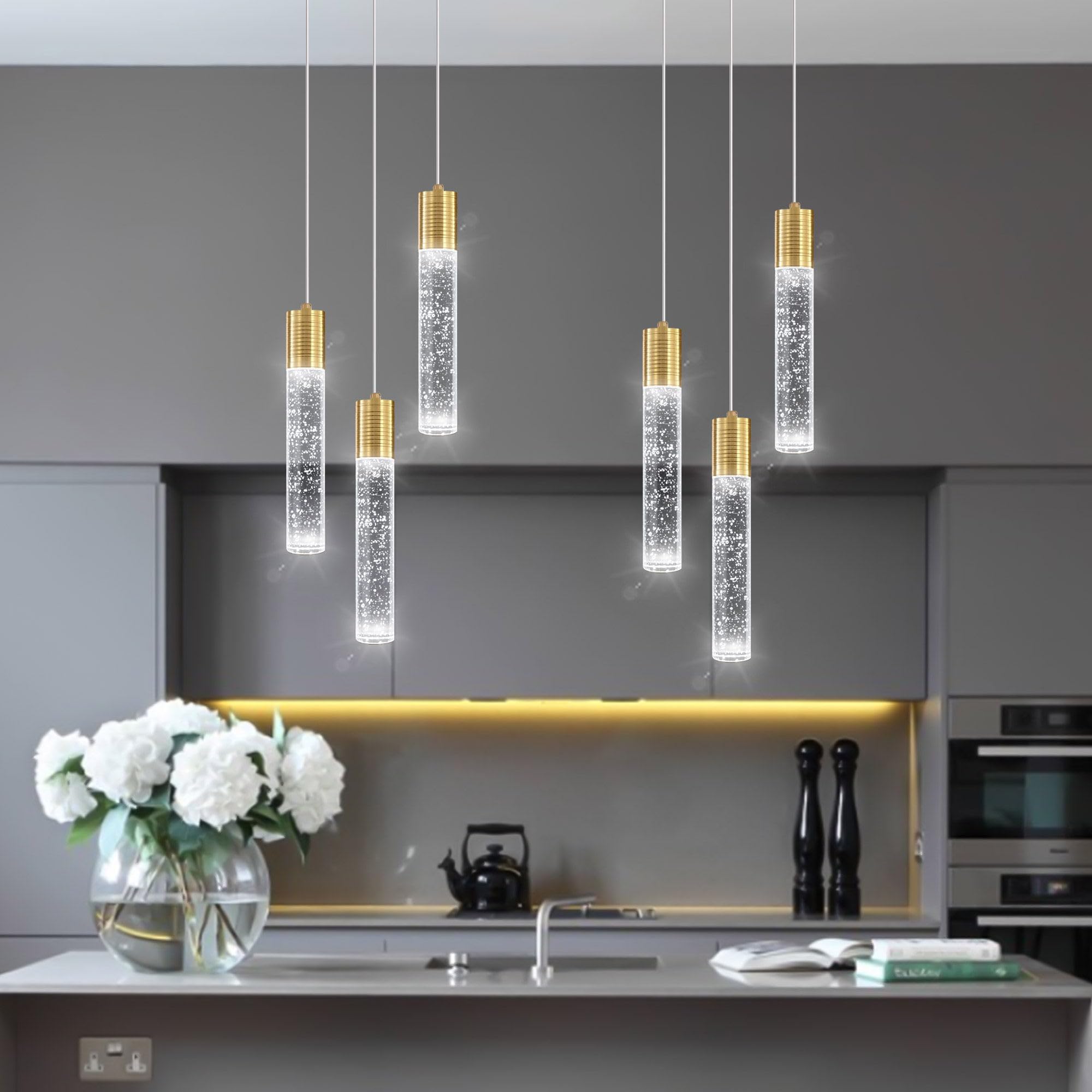Dolria 3-Lights Pendant Lights Modern Led Kitchen Island Light Bubble Pendant Light Pendant Lighting For Kitchen Island Dining Room Ceiling Hanging Lights Bedroom Mini Pendent Spot Lights