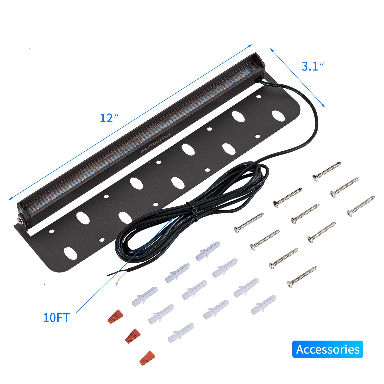 Kwinmyso LED Hardscape Paver Lighting, 12V Low Voltage, 8-Pack, 12inch, 5000K Daylight White, Aluminum, Model HL-5000K