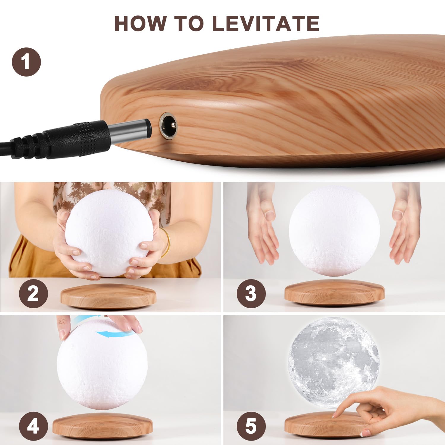 GROPINFLY Levitating Moon Lamp, 6-Inch 3D Galaxy Light, 18 Colors, Remote & Touch Control, Perfect Gift for Kids and Adults