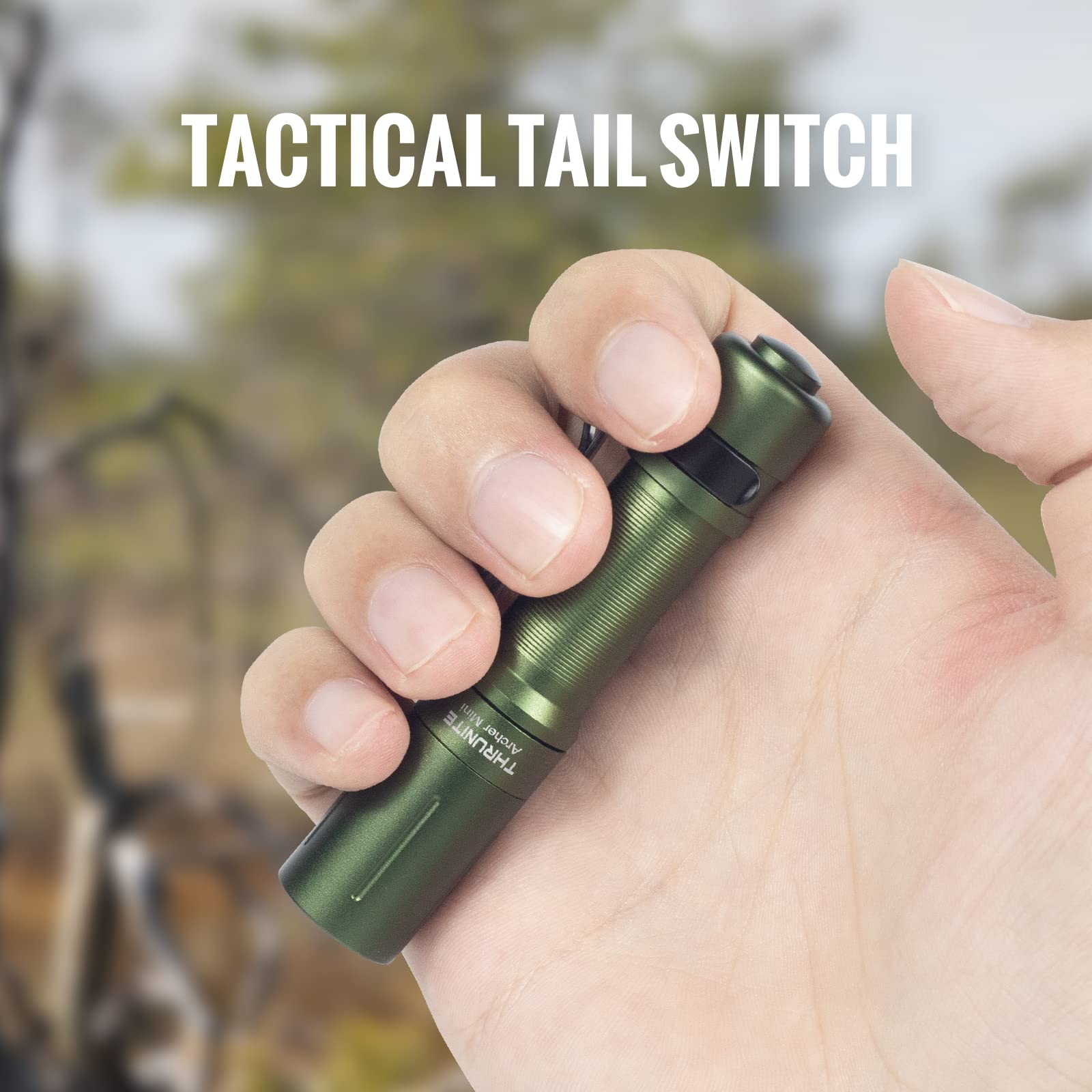 ThruNite Archer Mini EDC Flashlight - 405 Lumens, USB C Rechargeable, Pocket Size, Dark Green Cool White