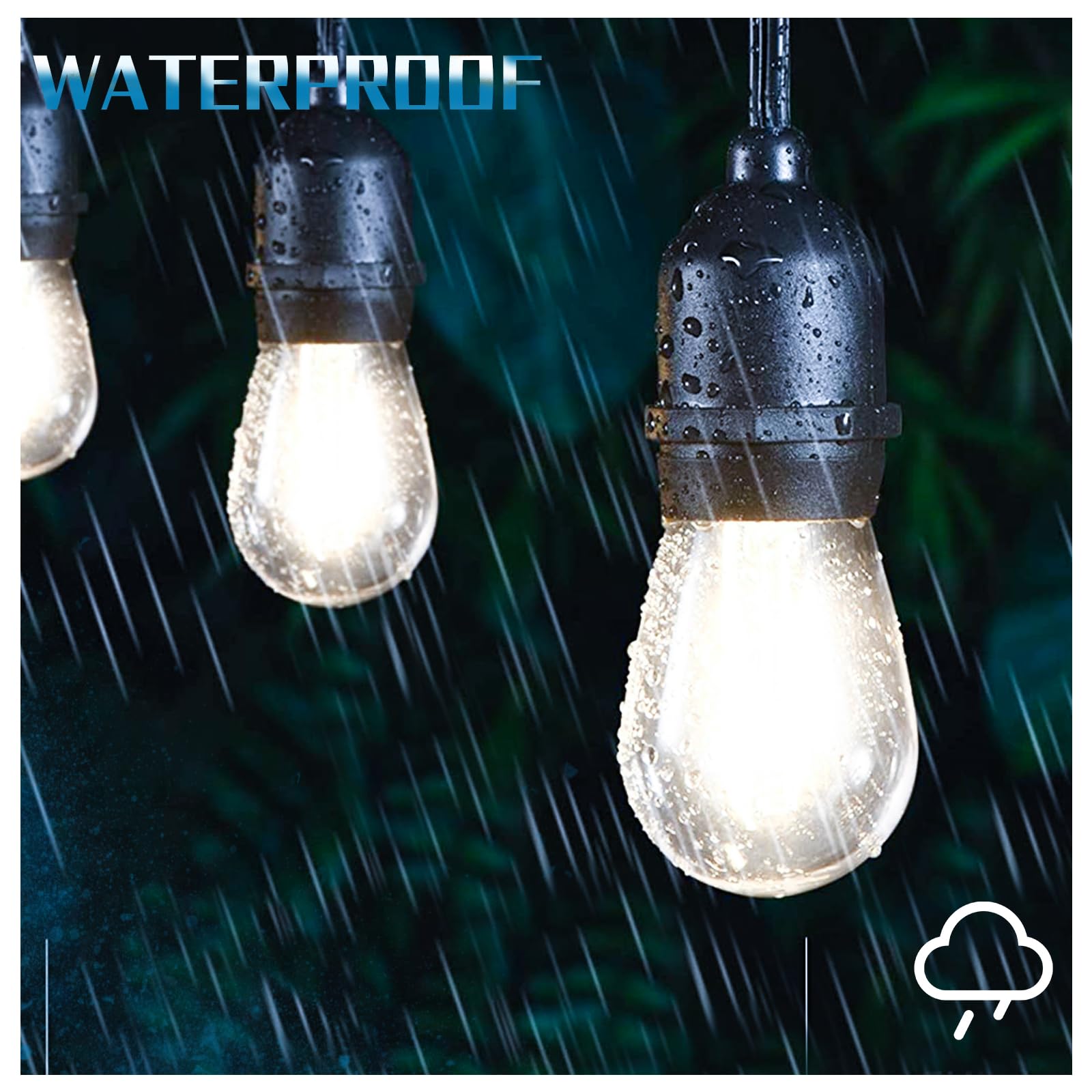 Visther LED Outdoor String Light Bulbs, Waterproof S14 E26 Base, 1W 120V, Daylight, 24-Pack