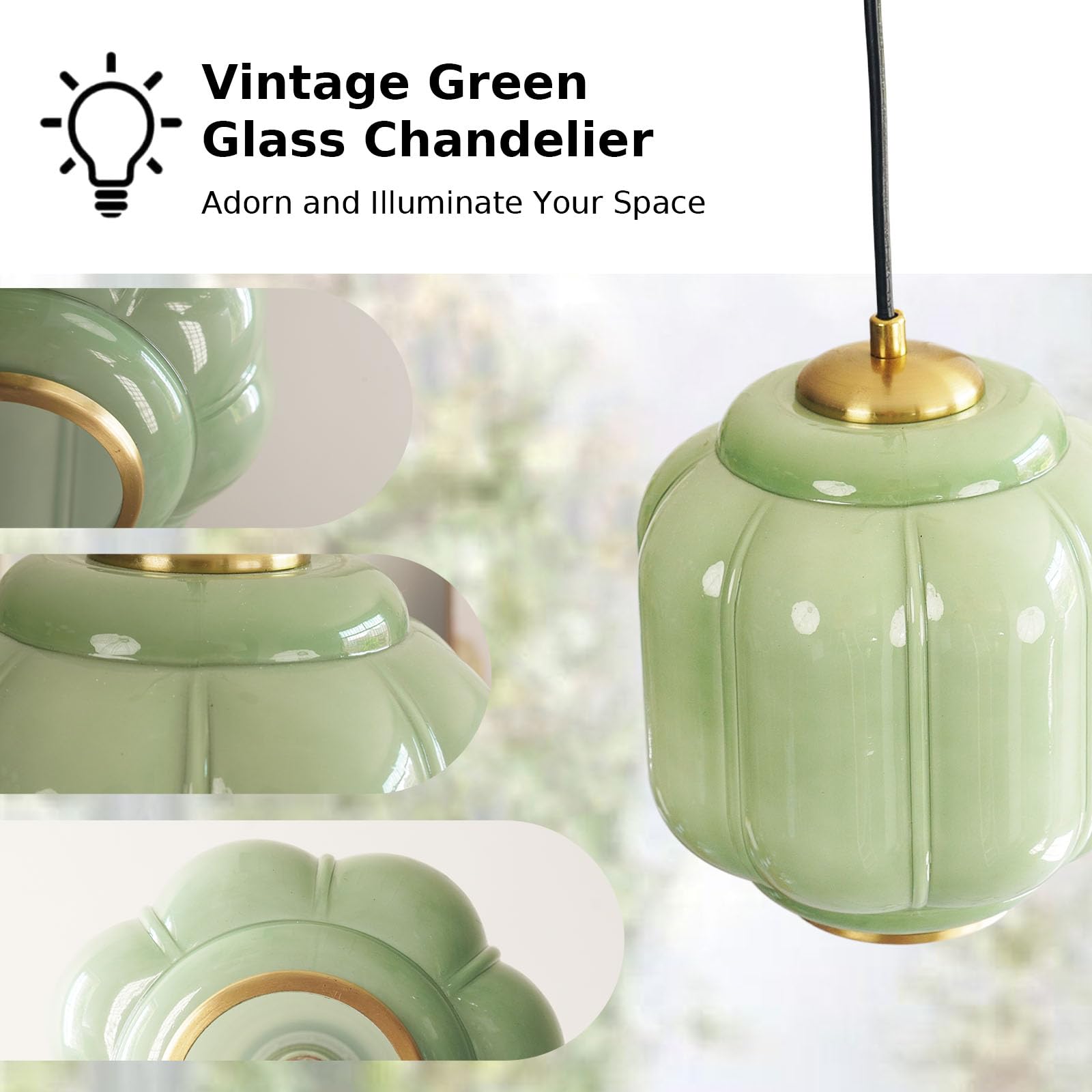 Yesids Vintage Milk Glass Pendant Lights Kitchen  Brass Color Glass Ceiling Light Fixture  Retro Industrial Pendant Lighting For Dining Room  Kitchen  Bedroom  Entryway  Hallway (Green And Gold  7In)