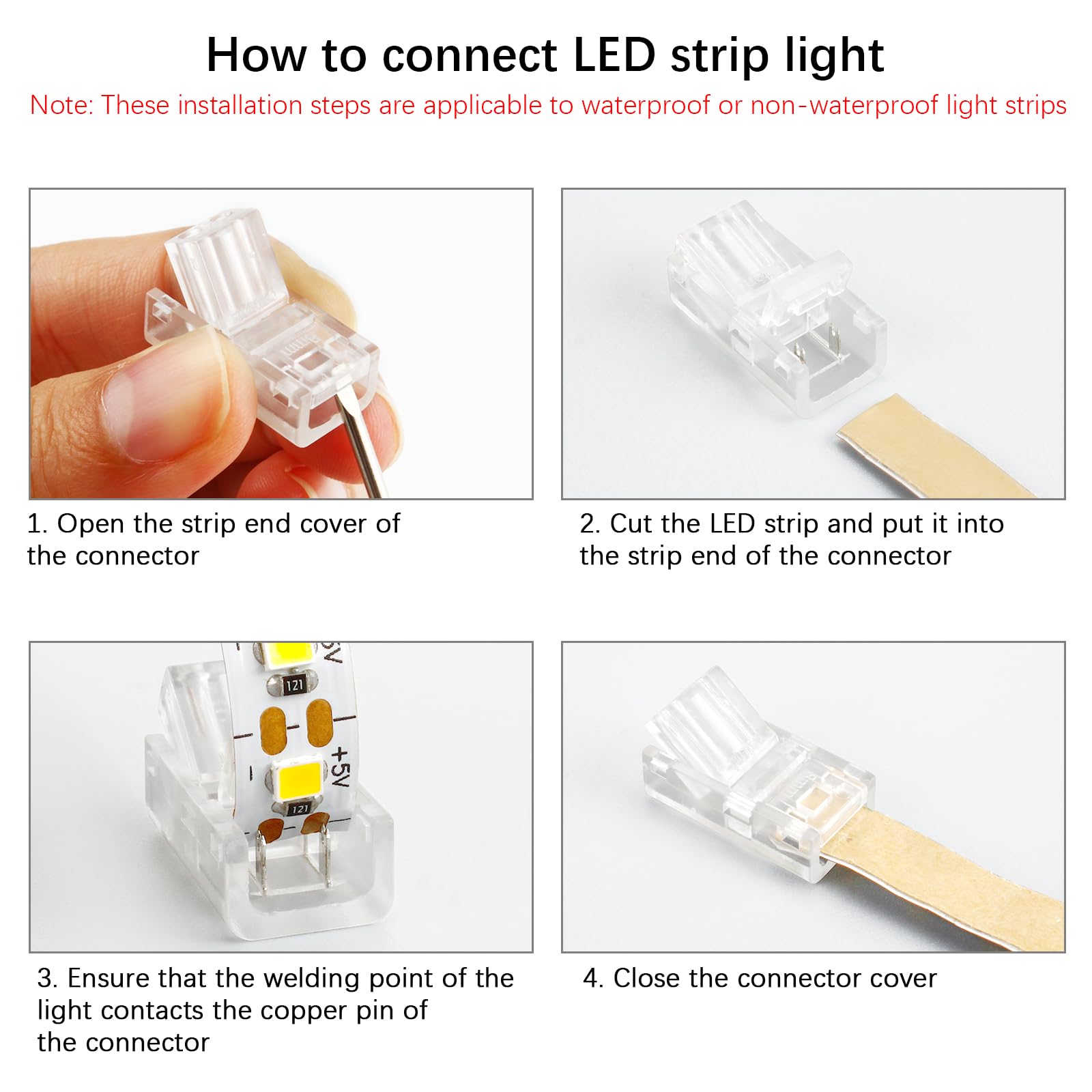 Rgbzone 10Pcs 2-Pin 8Mm Led Strip To Wire Connectors And 10M/32.8Ft 2 Pin Extension Wire For Waterproof Or Non-Waterproof Single