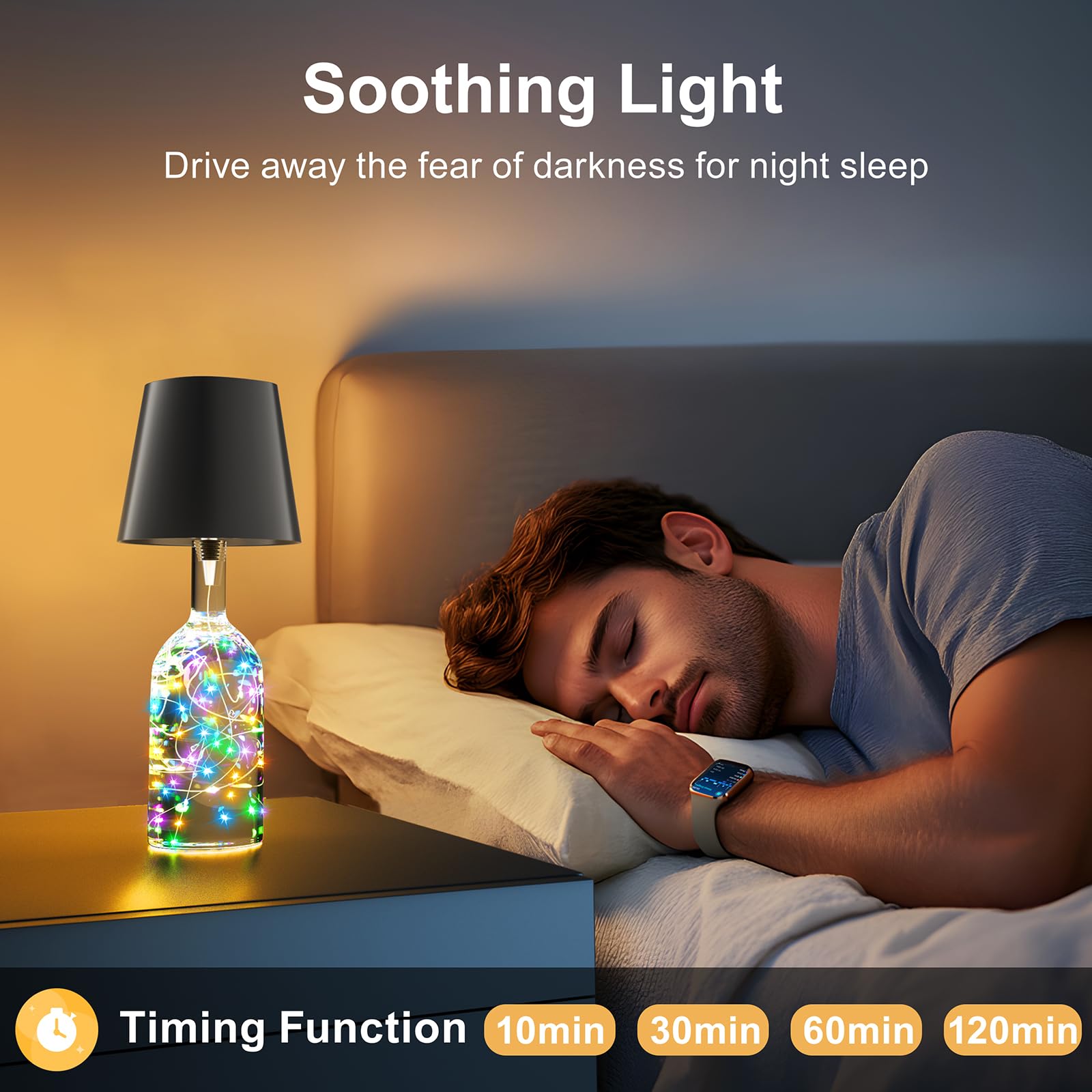 Wireless Bottle Lamp Shade,Wine Bottle Lights With Remote,2000Mah Liquor Bottle Lamp With Rgb String Lights And Timer,5-Level Br