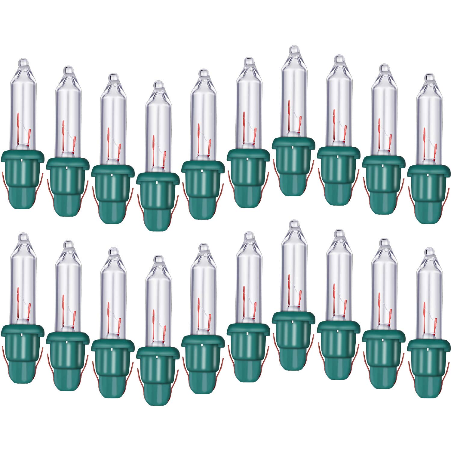 Mudder Christmas Mini Light Bulbs, 2.5V Incandescent, Clear Glass, Green Base, 0.17A, 0.425W - 400 Count