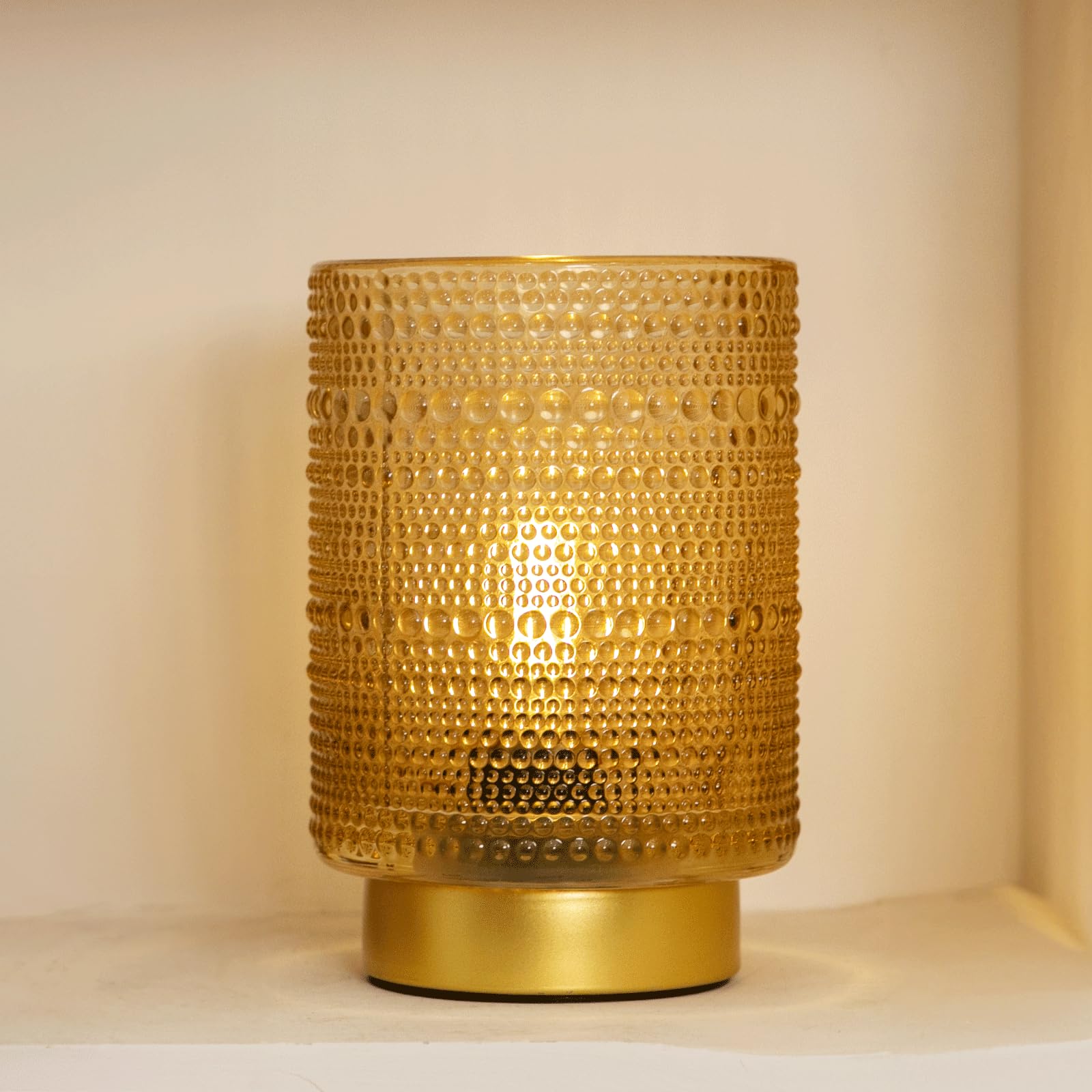 Ularoom Battery Operated Lamp With Timer, Cordless Battery Powered Table Lamps Portable Led Small Lamp For Bedside Living Room Bedroom Decor(Golden Amber)