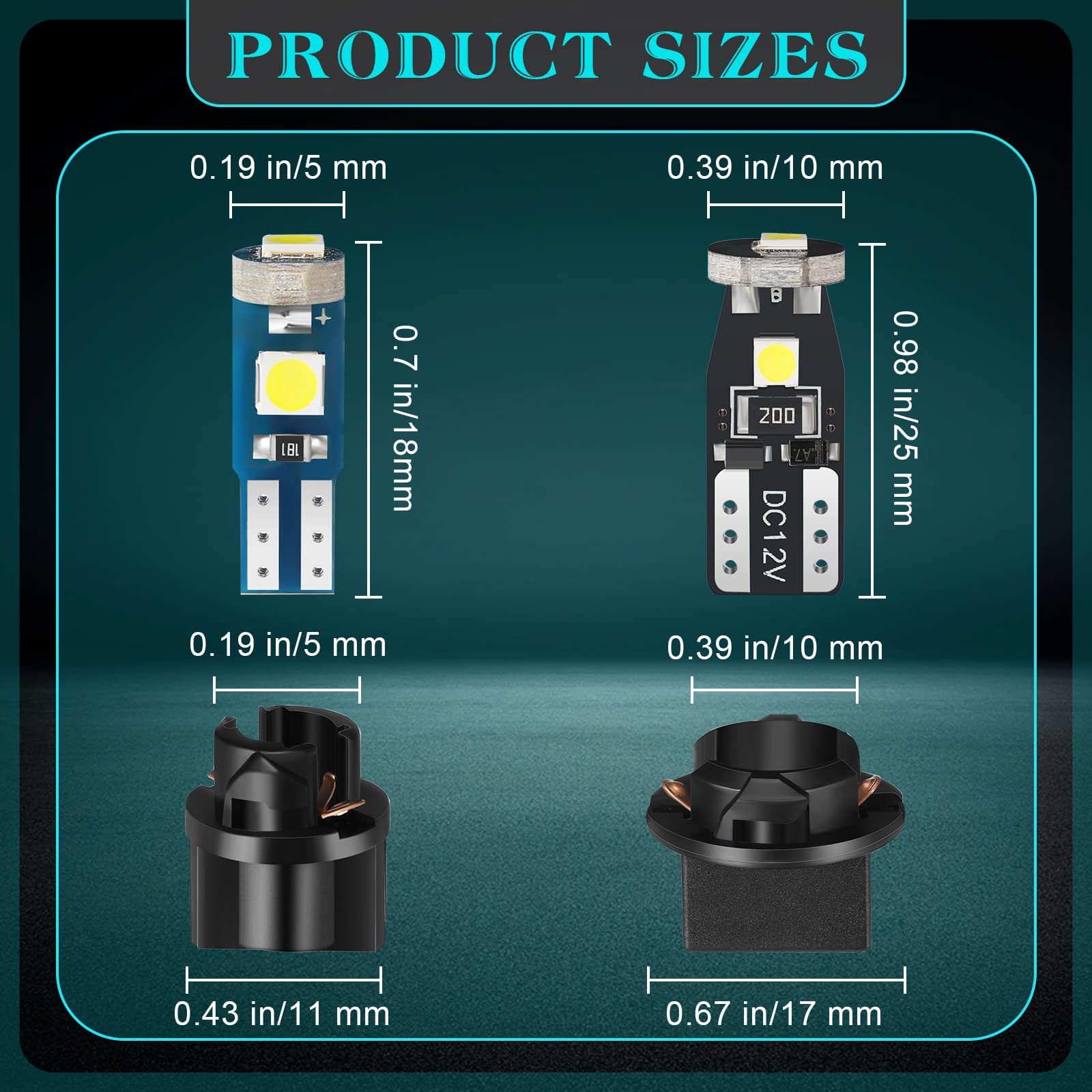 BBTO 40 Pieces LED Bulbs for Car Dashboard - White Twist Socket Instrument Lights