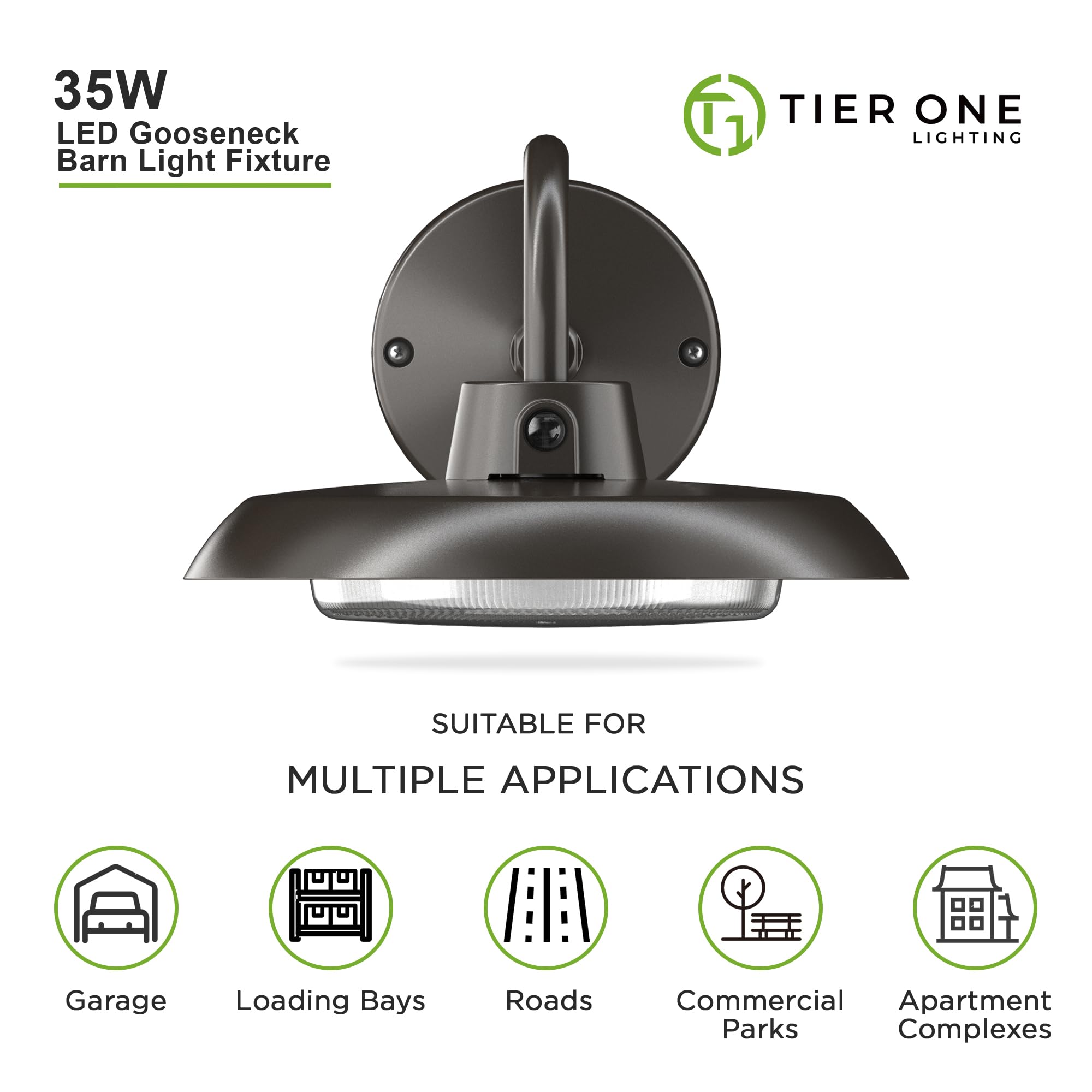 35W Led Gooseneck Barn Light 8 Inch Outdoor Farmhouse Wall Light With Dusk To Dawn Photocell Pole/Wall Mounted Area Light For Ba