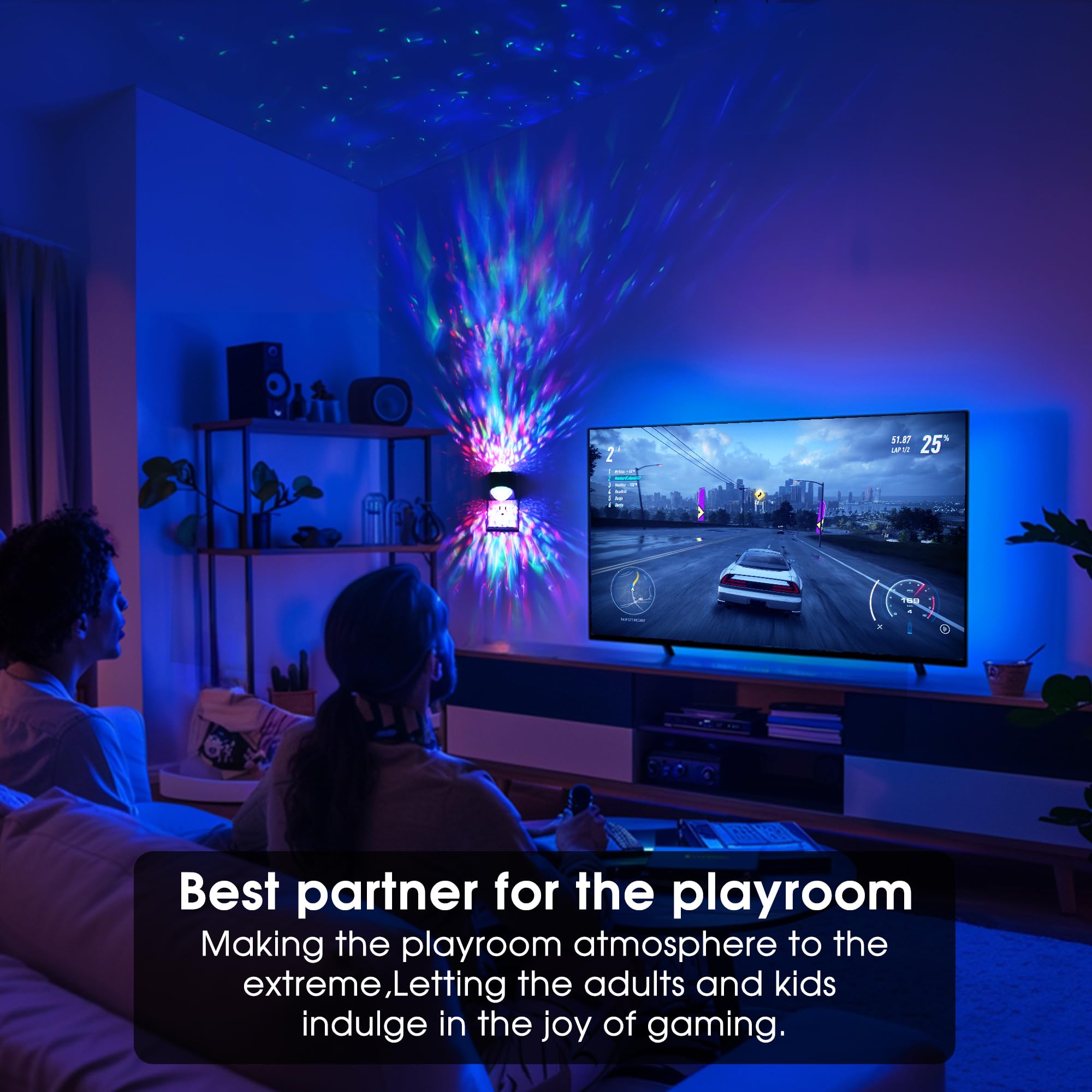 Briignite Night Light Projector for Kids - RGB Star Projector with Dusk to Dawn Sensor, Model BRGY20709US, Ideal for Bedroom and Gaming Room Decor
