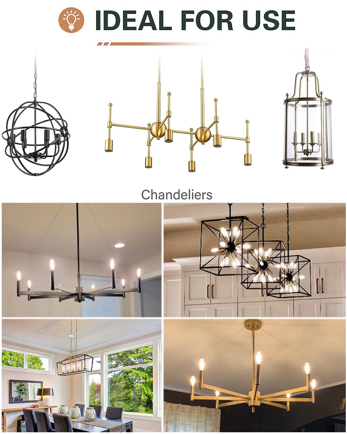 Lvye Dimmable E12 Led Bulb 6W Equal 60 Watt Led Light Bulb 3000K Soft White T6 T25 B11 Candelabra Bulb 60 Watt For Chandeliers,C