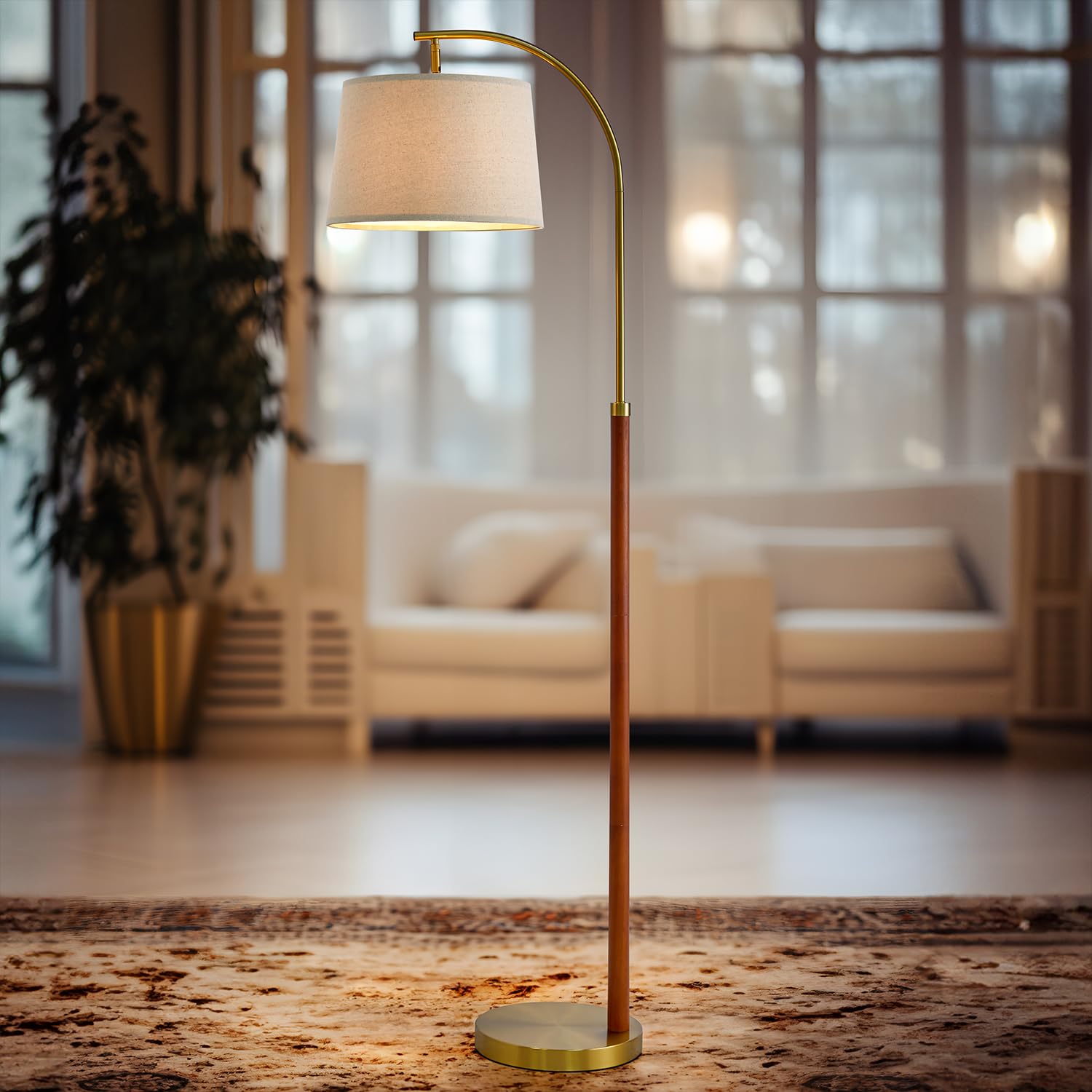 G-Safava 62.5&quot; Gold Arc Floor Lamp With Foot Switch - Industrial Reading Light For Living Room