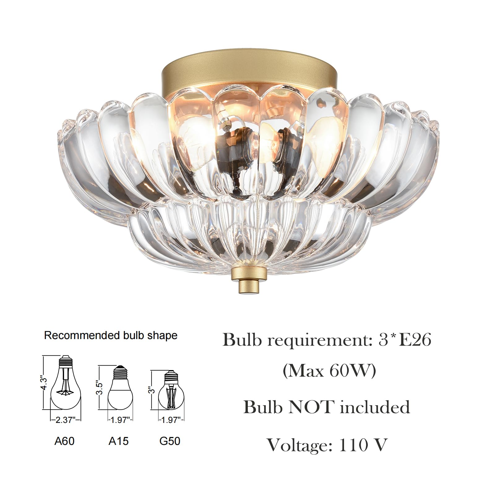 Hydelite Gold Ceiling Light Fixture Bedroom Semi Flush Mount Ceiling Light Fixtures For Entryway Bathroom Living Room Proch With