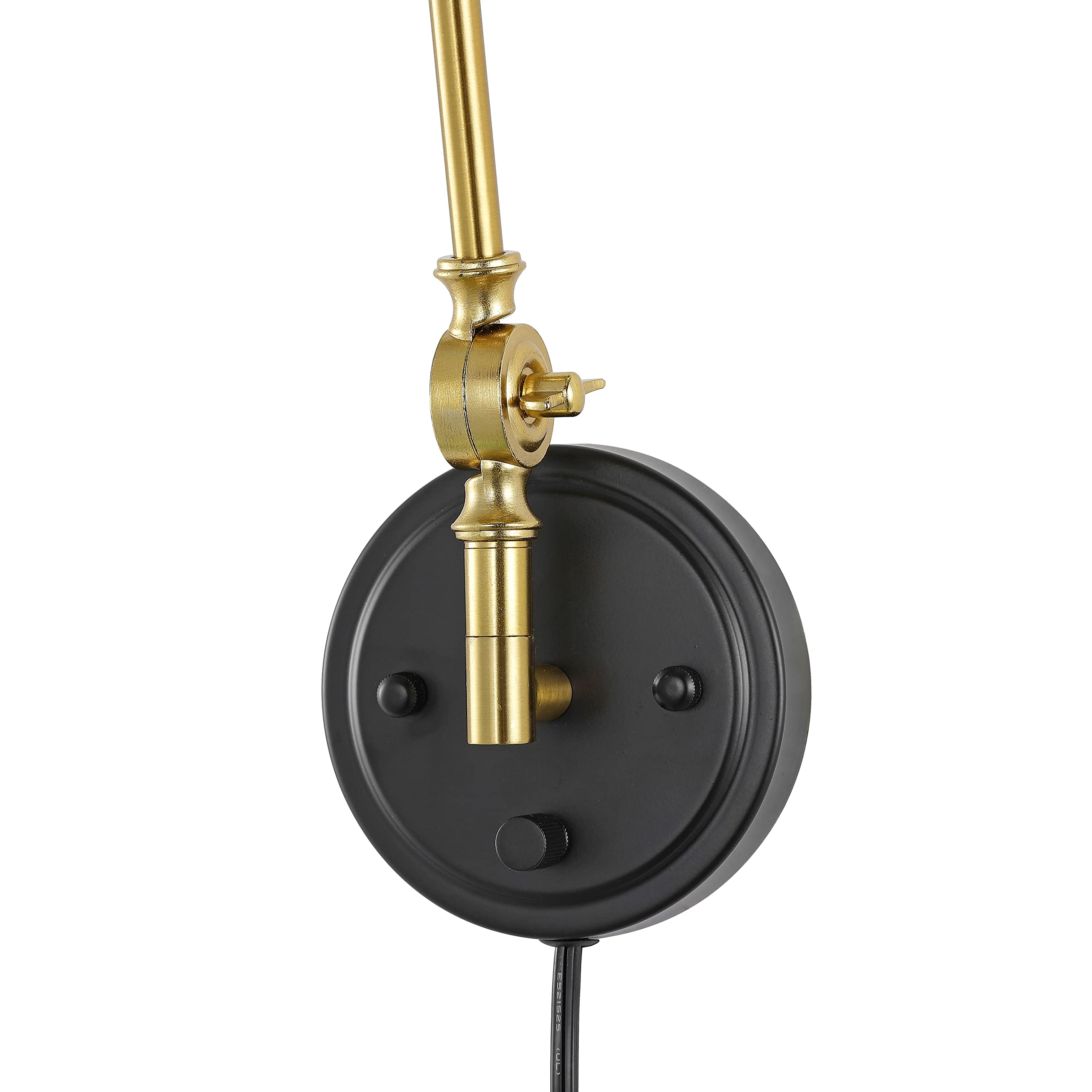 Wingbo Wall Sconce - Adjustable Rattan Wrapped Lamp, Brass & Wicker Shade, Gold/Black, Vintage Design, Plug-In Or Hardwire