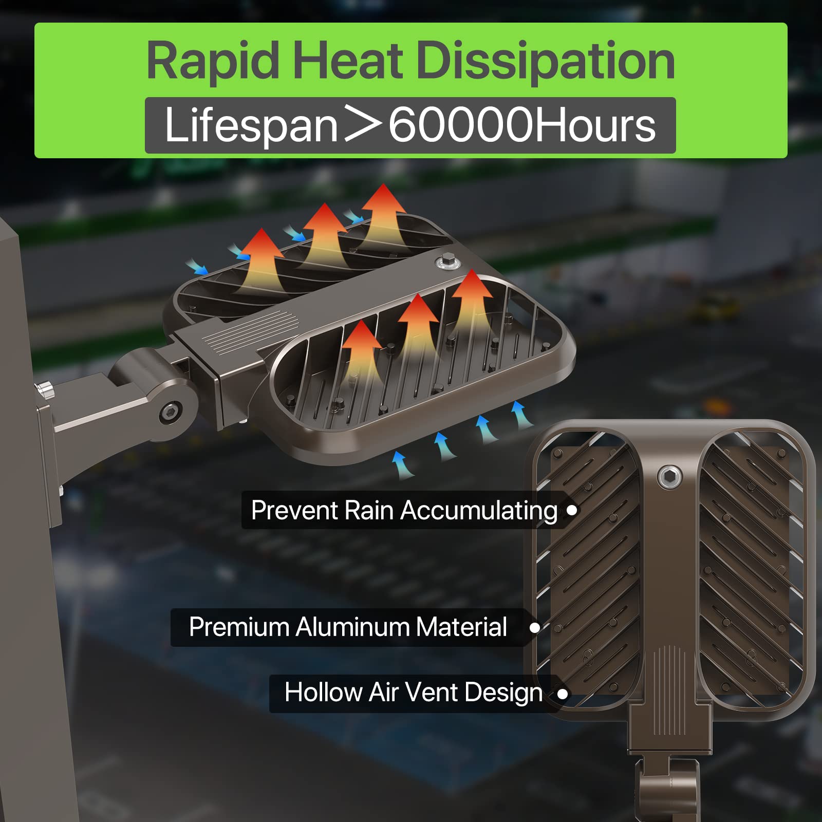 Glitgate 150W Parking Lot Lights 22500Lm(150Lm/W) 5000K Adjustable Arm Mount Led Street Lights With Dusk To Dawn Photocell, 100-277V Ip65 Waterproof Shoebox Light For Yard, Roadway 2 Pack