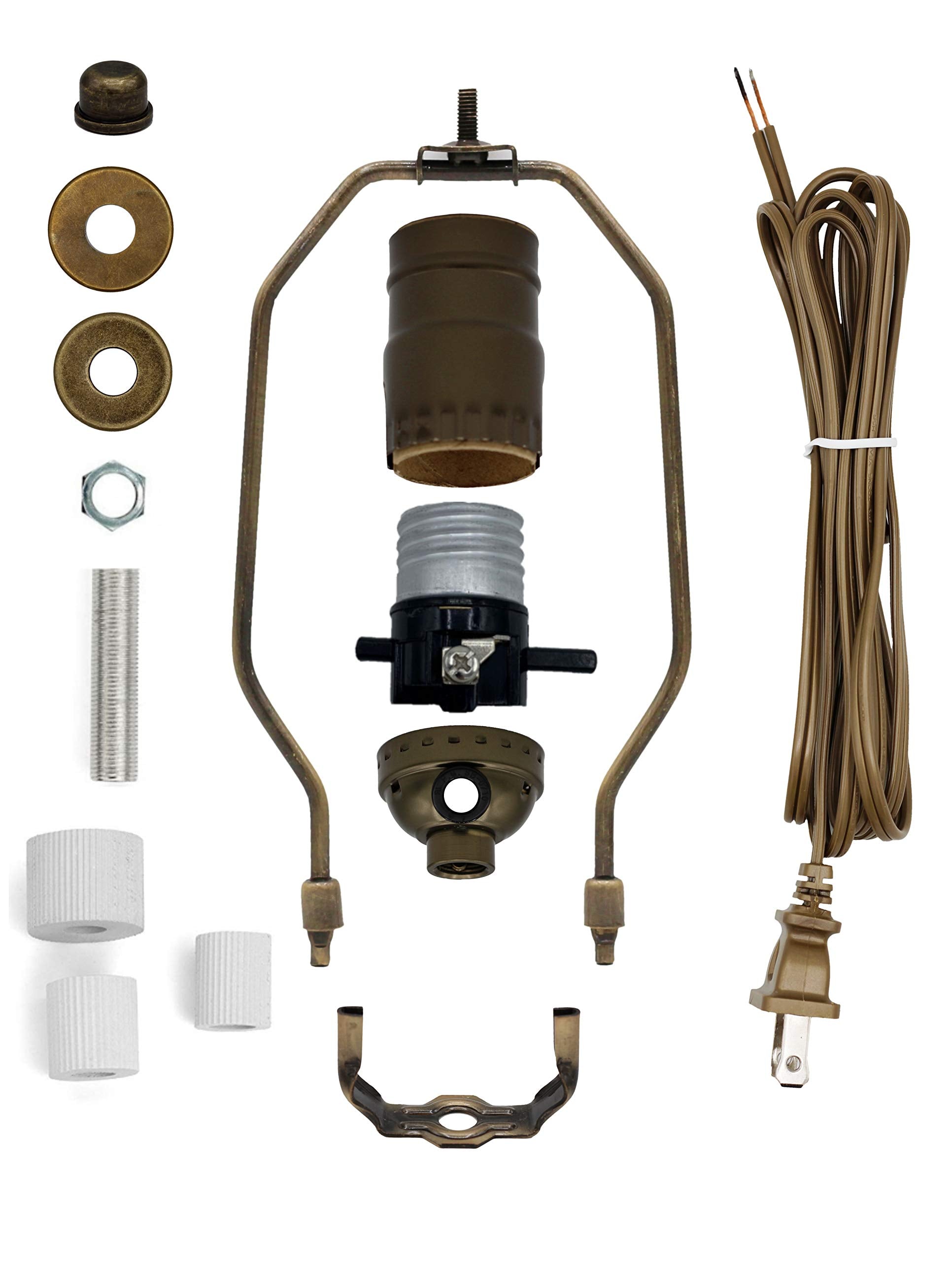 Creative Hobbies Lamp Kit For Liquor Bottles, Wine Bottles - Includes All Adapters, Socket, Cord And Harp (Antique)