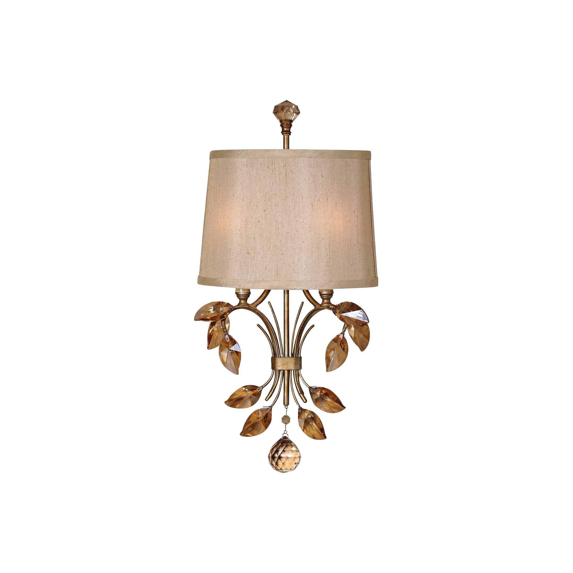 Uttermost Alenya 2-Light Wall Sconce, Burnished Gold Metal, 21.5in L x 12.3in W x 5.5in D, Model 224