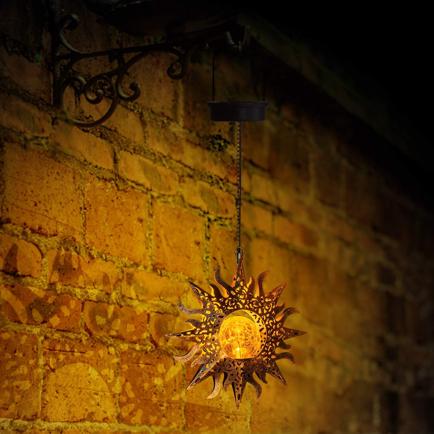 Solar Lights Outdoor Garden Decor Hanging Lanterns Decoration Metal Sunflower Gifts Waterproof for Yard Clearance Front Porch La