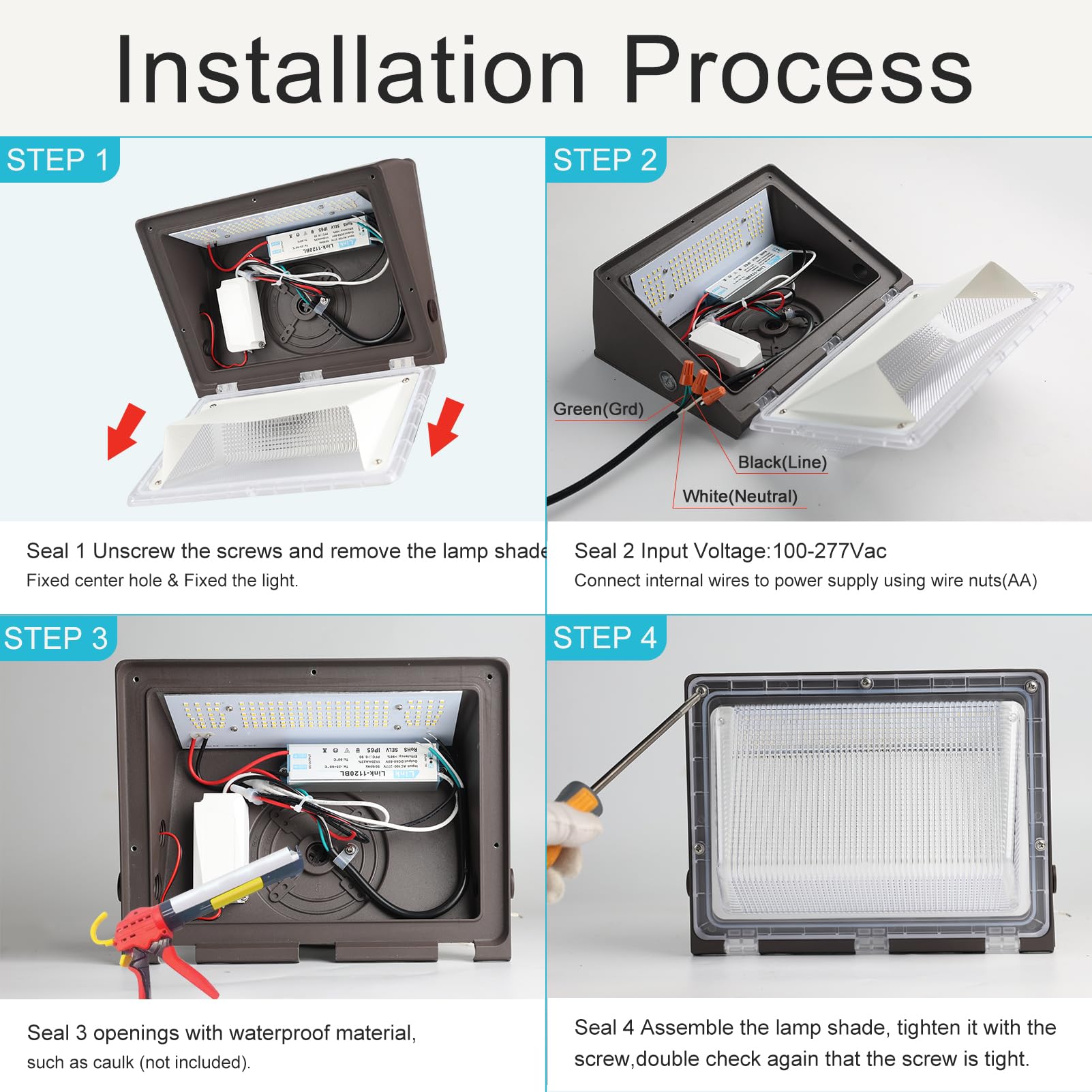 Lightdot 150W 6Pack Led Wall Pack Lights, Dusk To Dawn, 22500Lm, Ip65 Waterproof, Brown