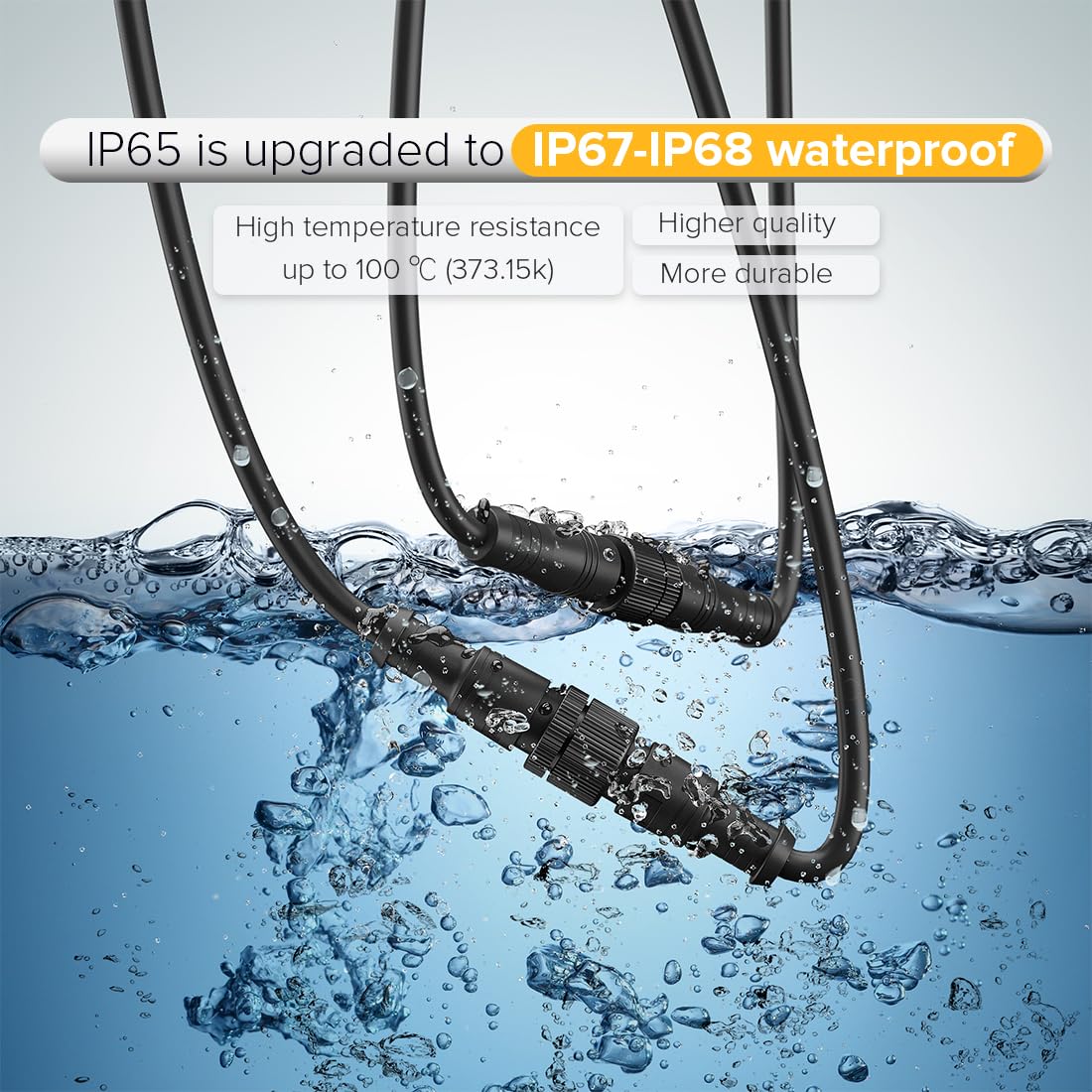 Btf-Lighting 4 Core 4 Pin Big Size Ip67 Y Shape 1 Male-Divided-3 Female Spillter Connctor Black Plastics 0.5Mm²/20Awg 22Mm Metal Metal Nut Support All Btf-Lighting 4 Pin Big Size Ip67 Connectors