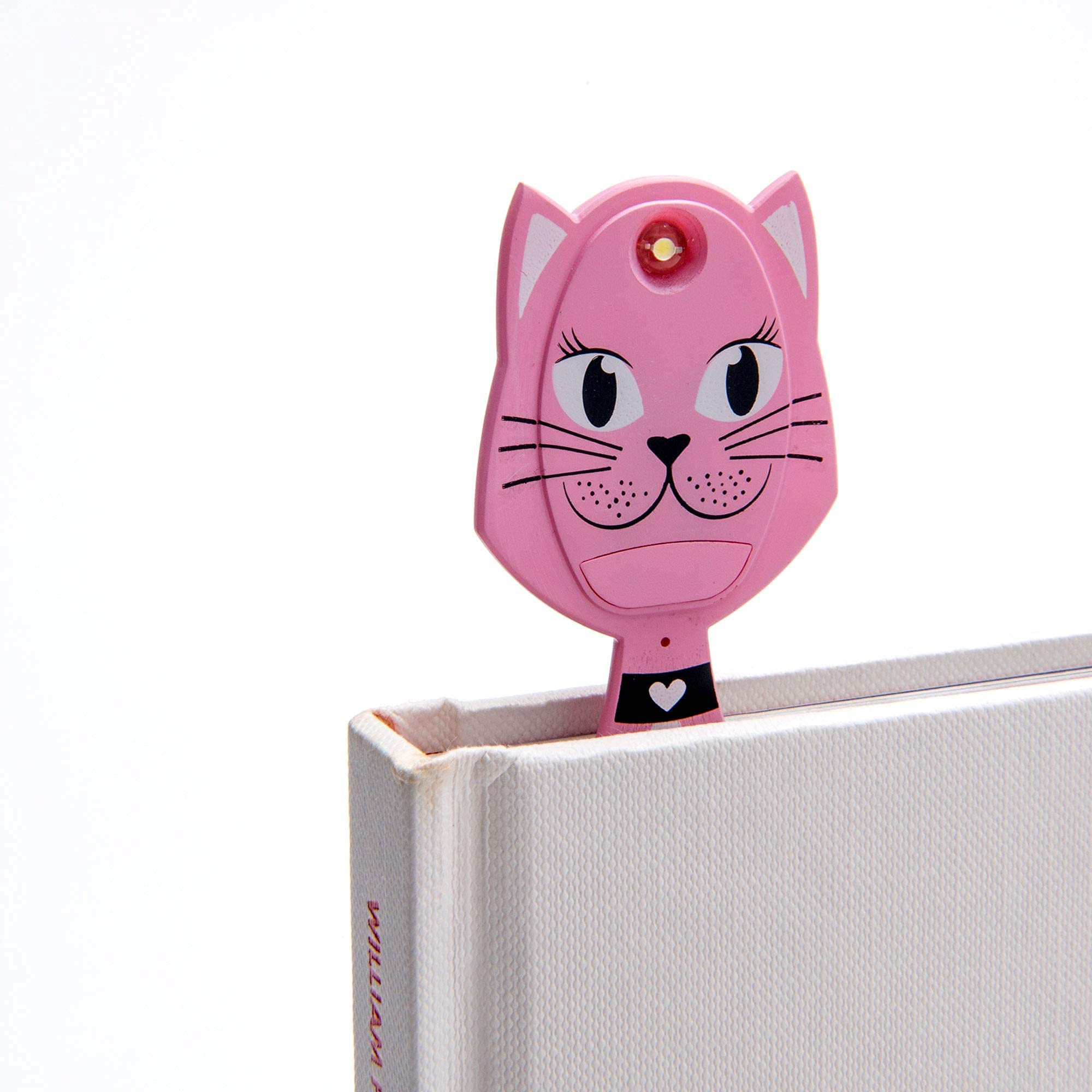 Gifts for Readers & Writers Flexilight Pal Bookmark Reading Light - LED Clip On, Battery Operated, Cat Color, Silicone Rubber