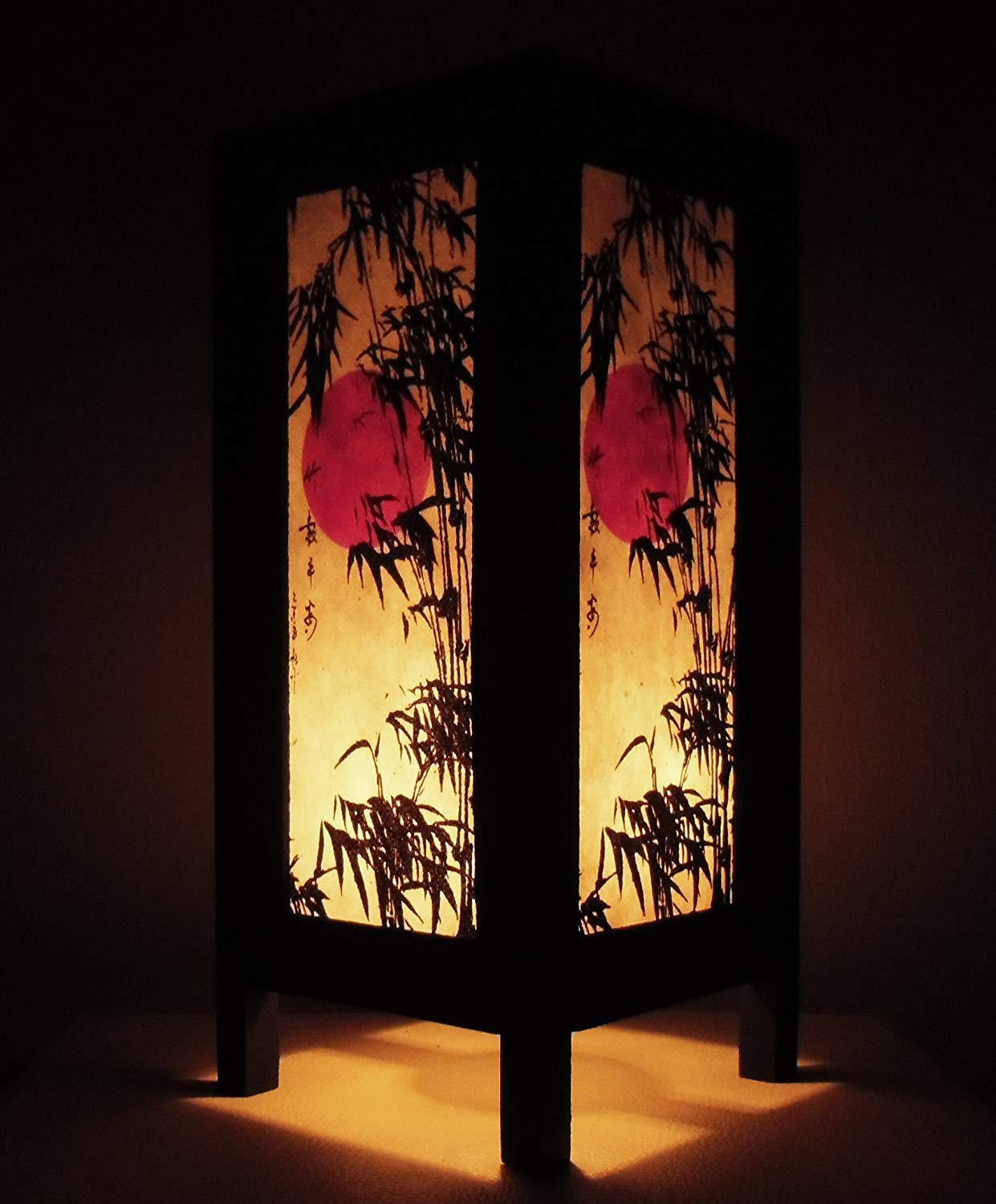 Red Berry Thai Lanna Lamp - Vintage Handmade Bamboo Tree Art Floor/Table Light - Black - Model SG_B00BD6E5CE