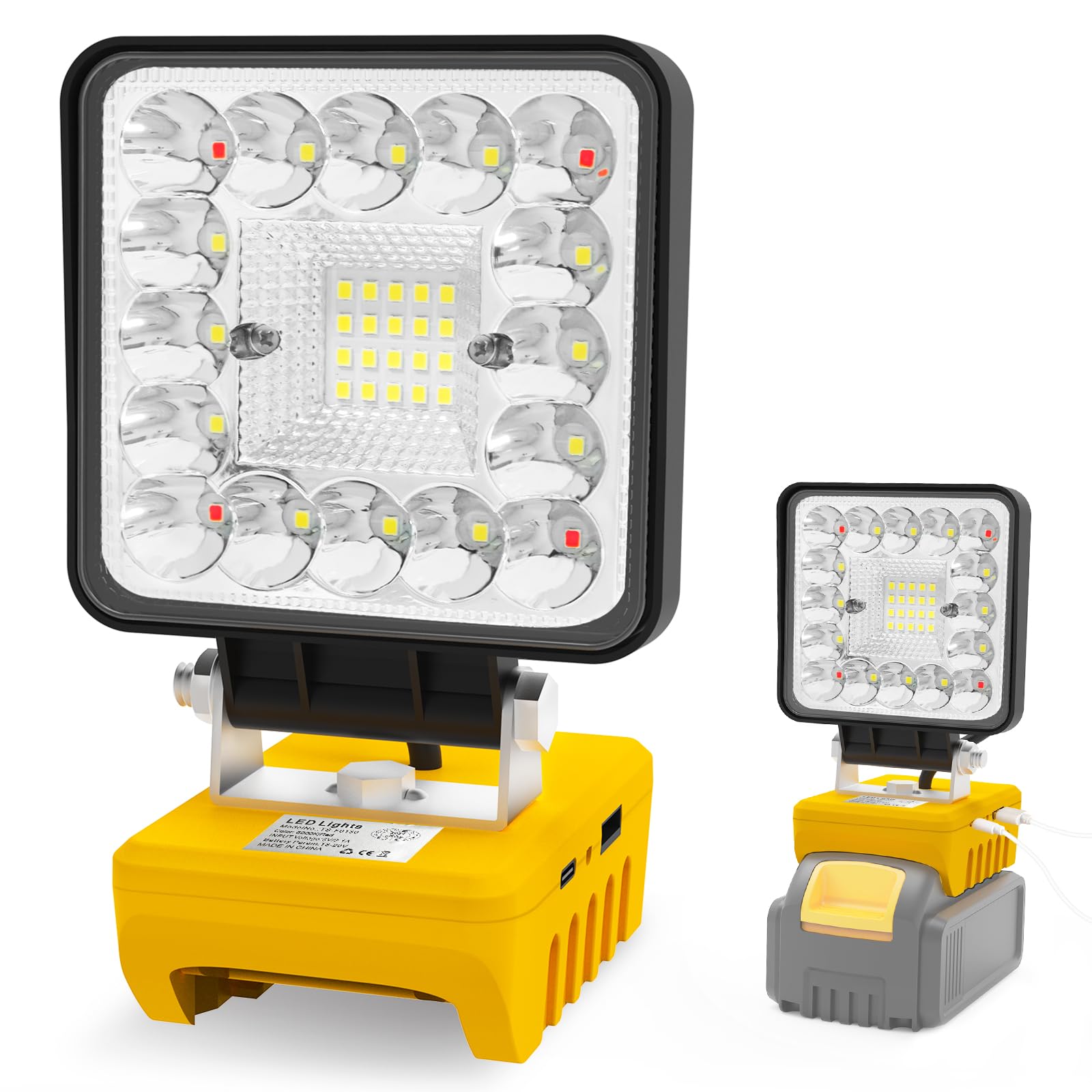 T-SUN 55W Work Light - Cordless LED Light for Dewalt 18V/20V Battery, Portable with USB & Type C Charging, Model F0130