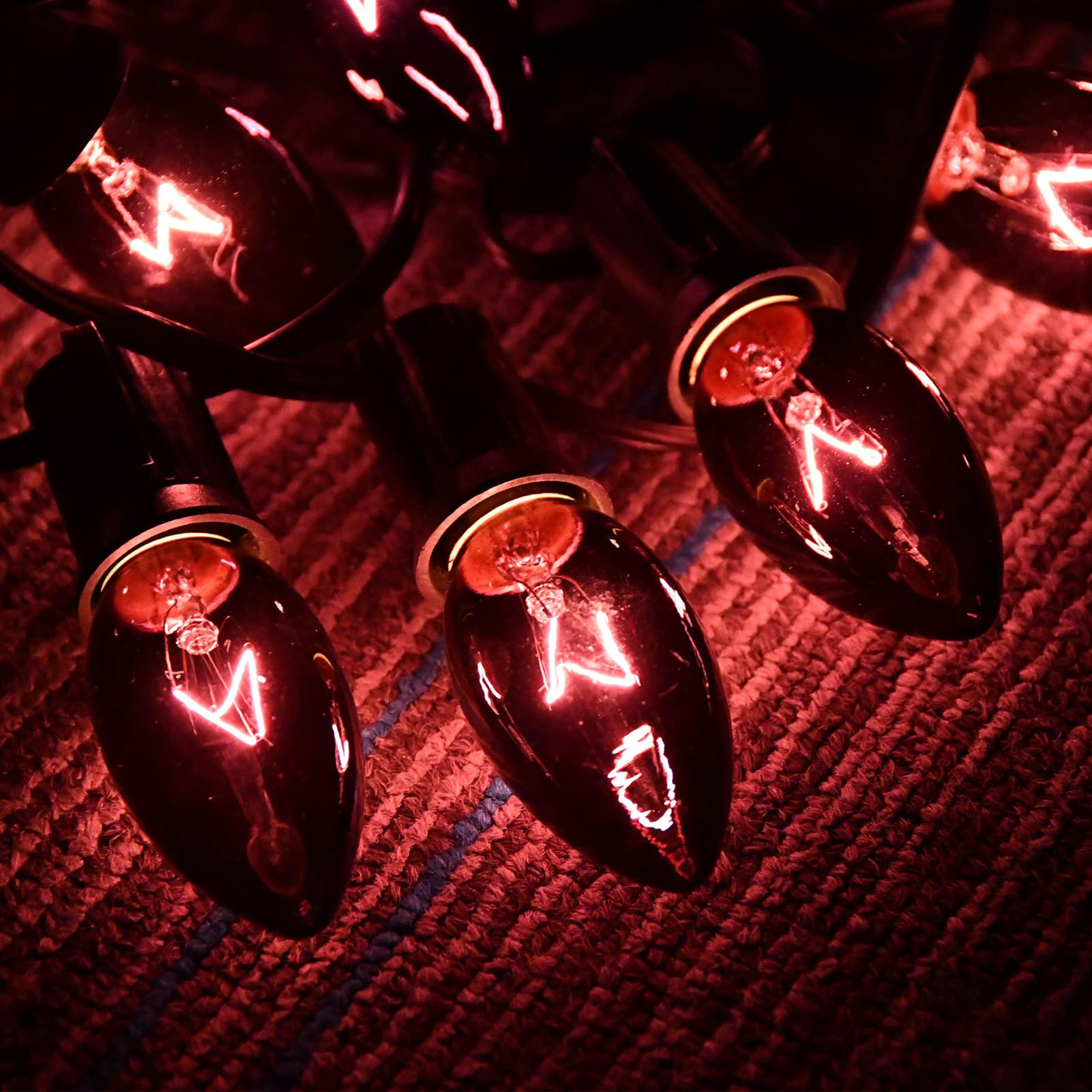 C9 Black Halloween String Lights, 25Ft Outdoor Patio String Lights With 26 Black Light Purple Bulbs(1 Spare), Hanging Backyard L