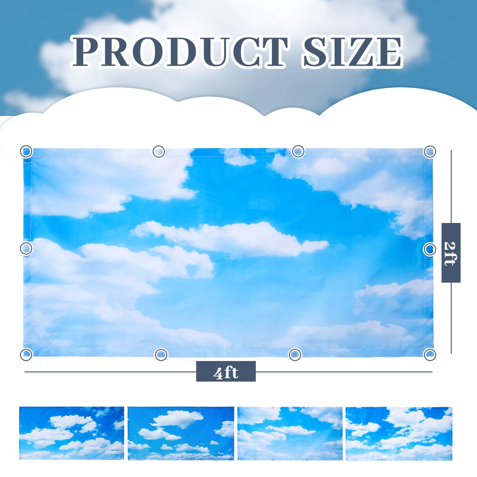 Roceei 8 Pcs Fluorescent Light Covers, Magnetic Classroom Filters - Blue Sky Cloud Design