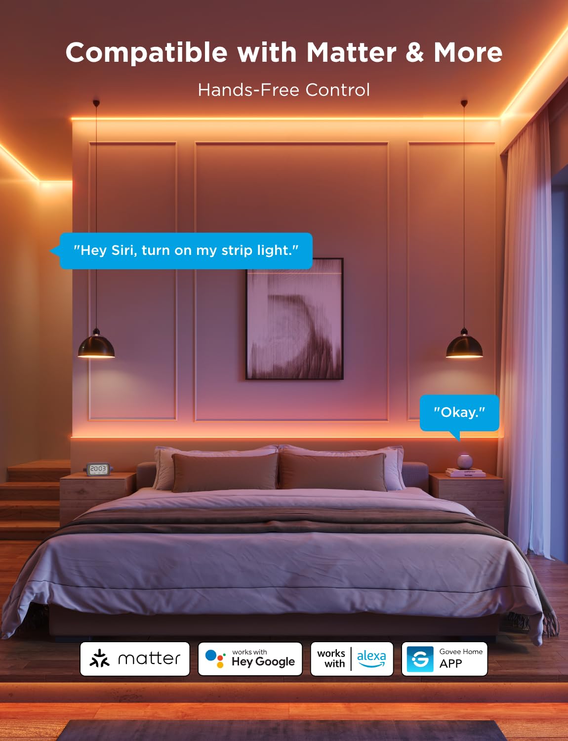 Govee Cob Led Strip Light Pro, Led Lights For Bedroom Compatible With Alexa, Google Assistant And Matter, Rgbicw Light With Warm