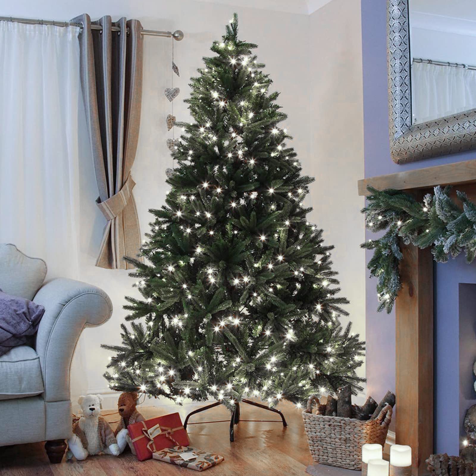 iShabao LED Christmas Lights, 500 LED, 174ft, Waterproof, Green Wire, White, Model LED0823500