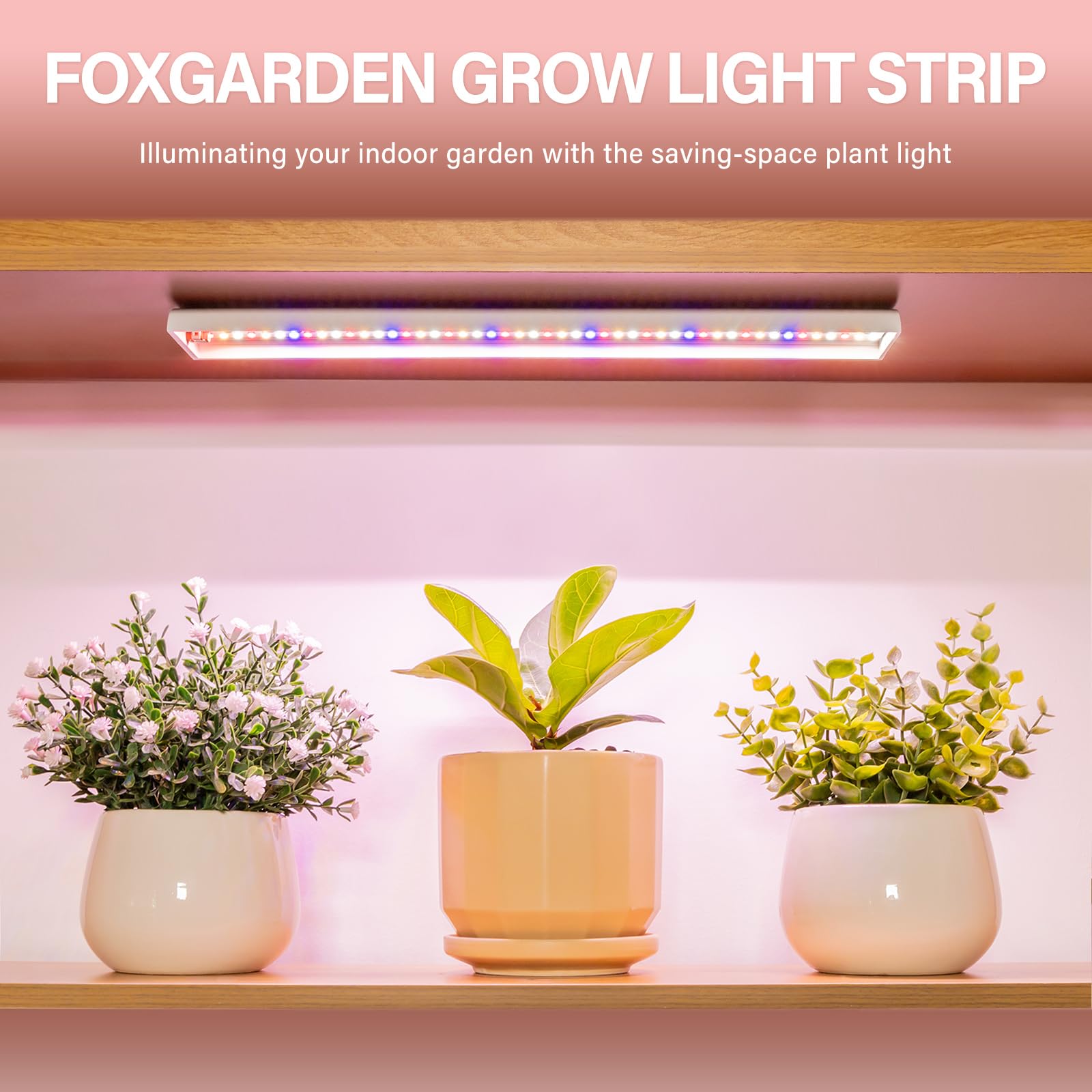 Foxgarden® Grow Light Strip - Full Spectrum 96 Led Indoor Plant Lamp With Auto Timer, 4 Dimmable Brightness, Multi-Colored Plastic, Model 30701